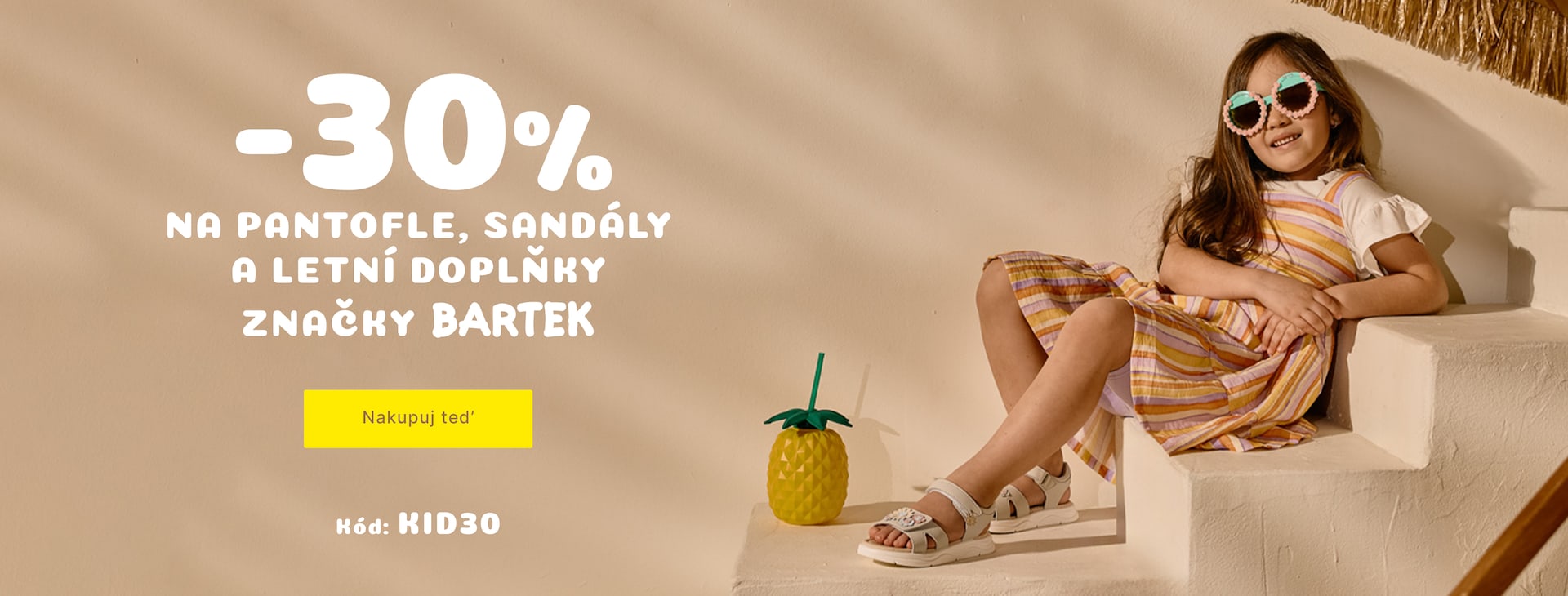 30% sleva na pantofle, sandály a letní doplňky značky BARTEK s kódem KID30