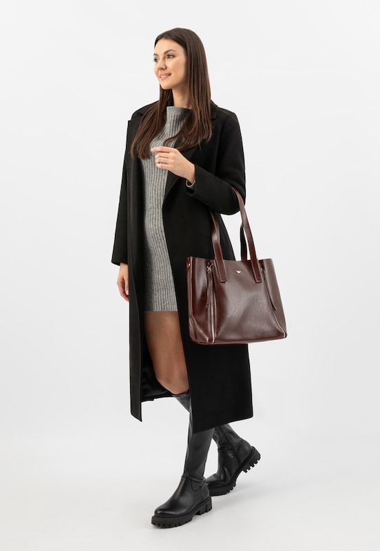 Dámská vínová kožená shopper taška 80425-55 Pohled 10