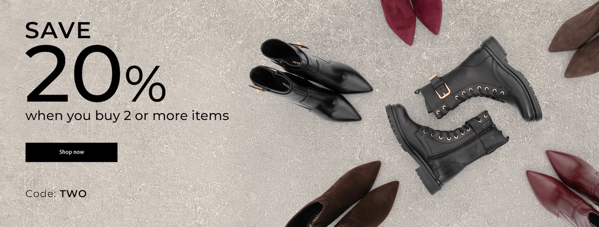 Buy at least 2 items & get 20% off everything with code TWO