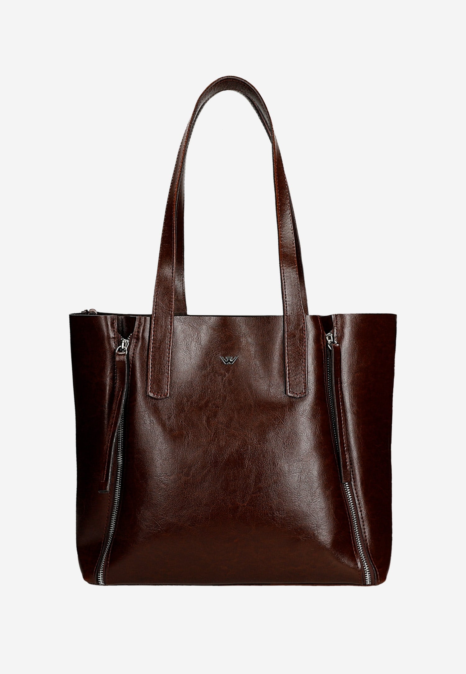 Duża bordowa skórzana torba shopper