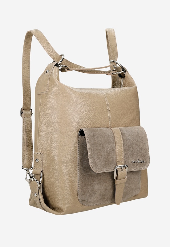 Beżowa torebka - plecak z naturalnej skóry 2w1