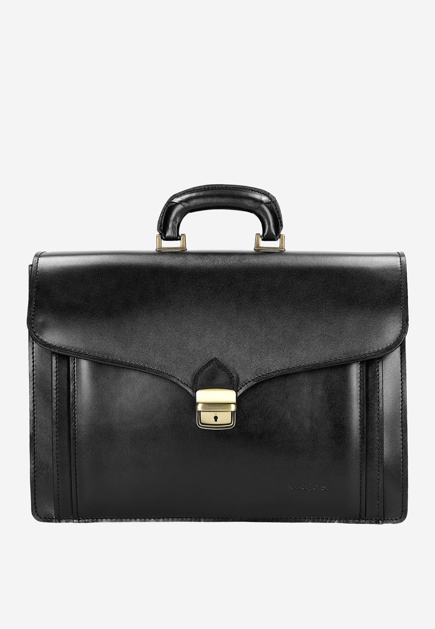 Czarna skórzana teczka męska