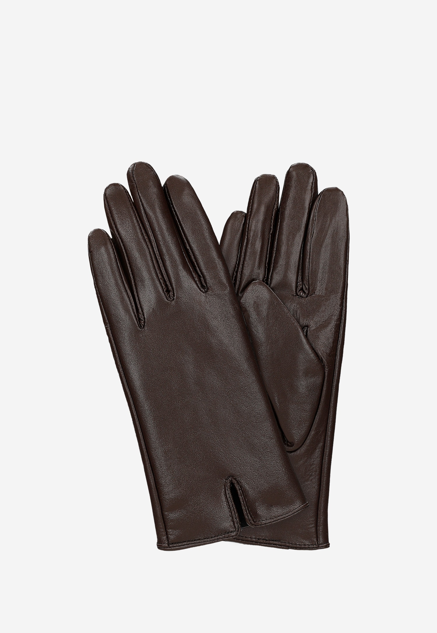 Czekoladowe skórzane rękawiczki damskie