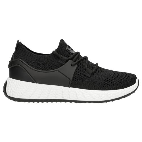 Czarne Damskie Sneakersy Z Białymi Akcentami