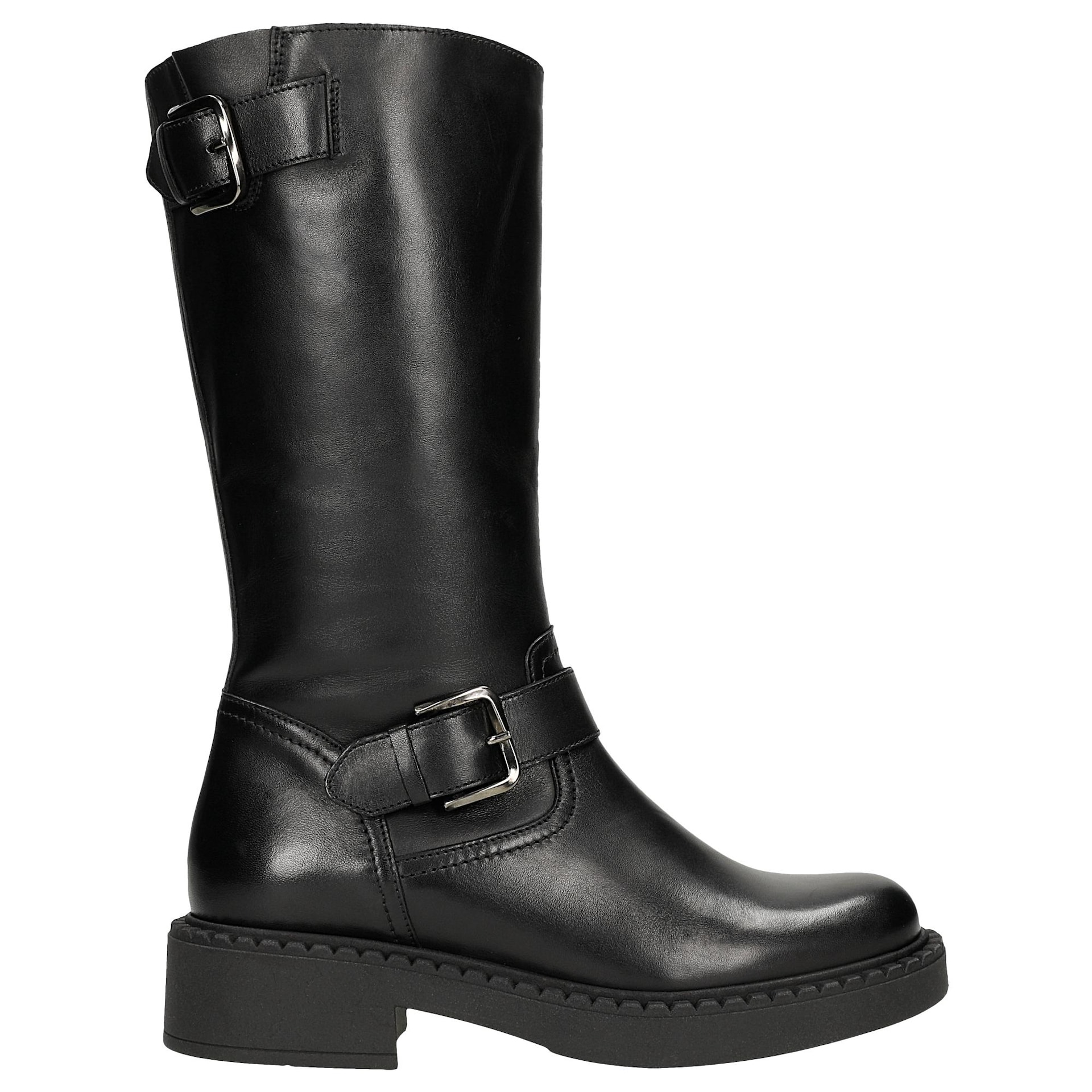 Botine biker negri cu catarame damă