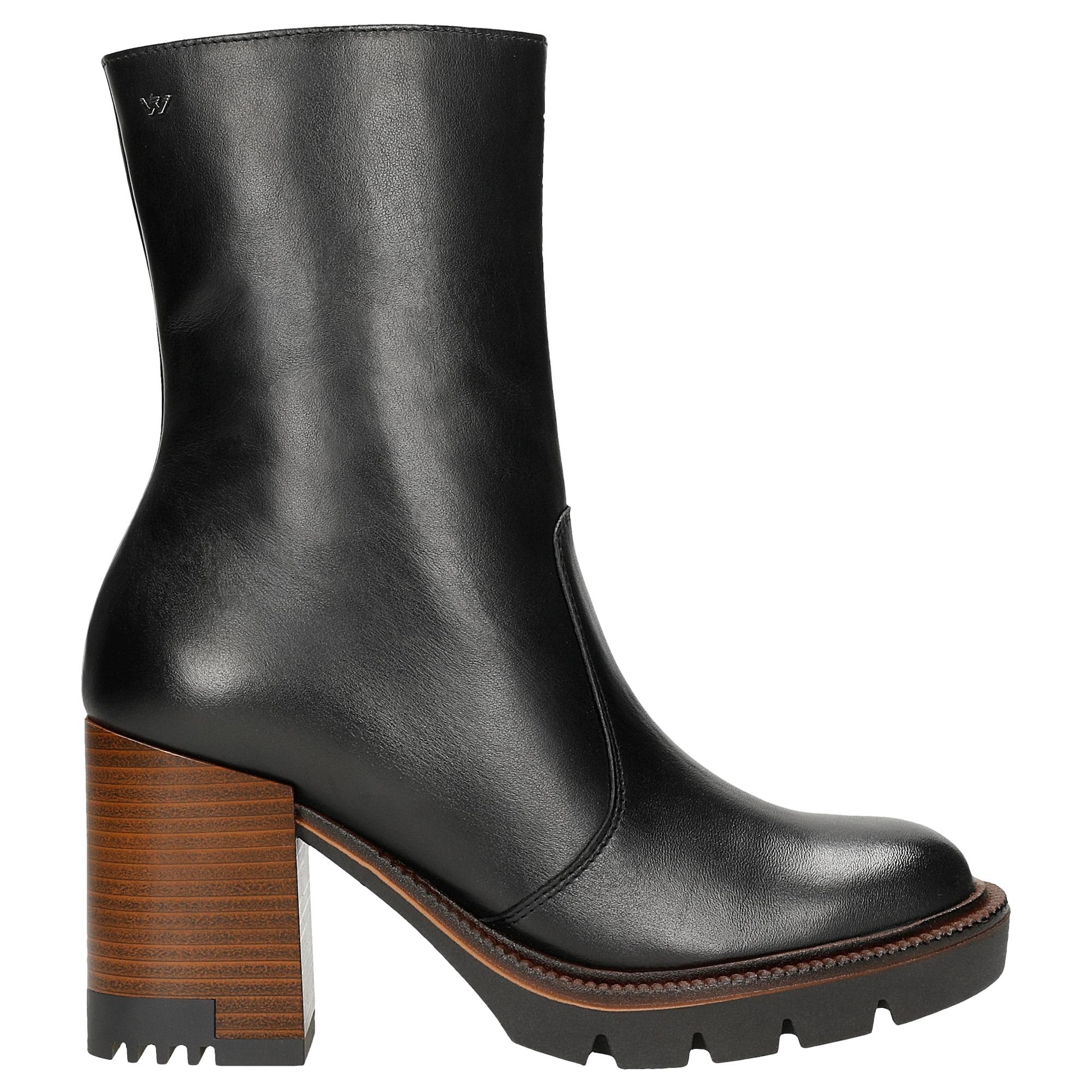 Botine negre cu toc maro damă