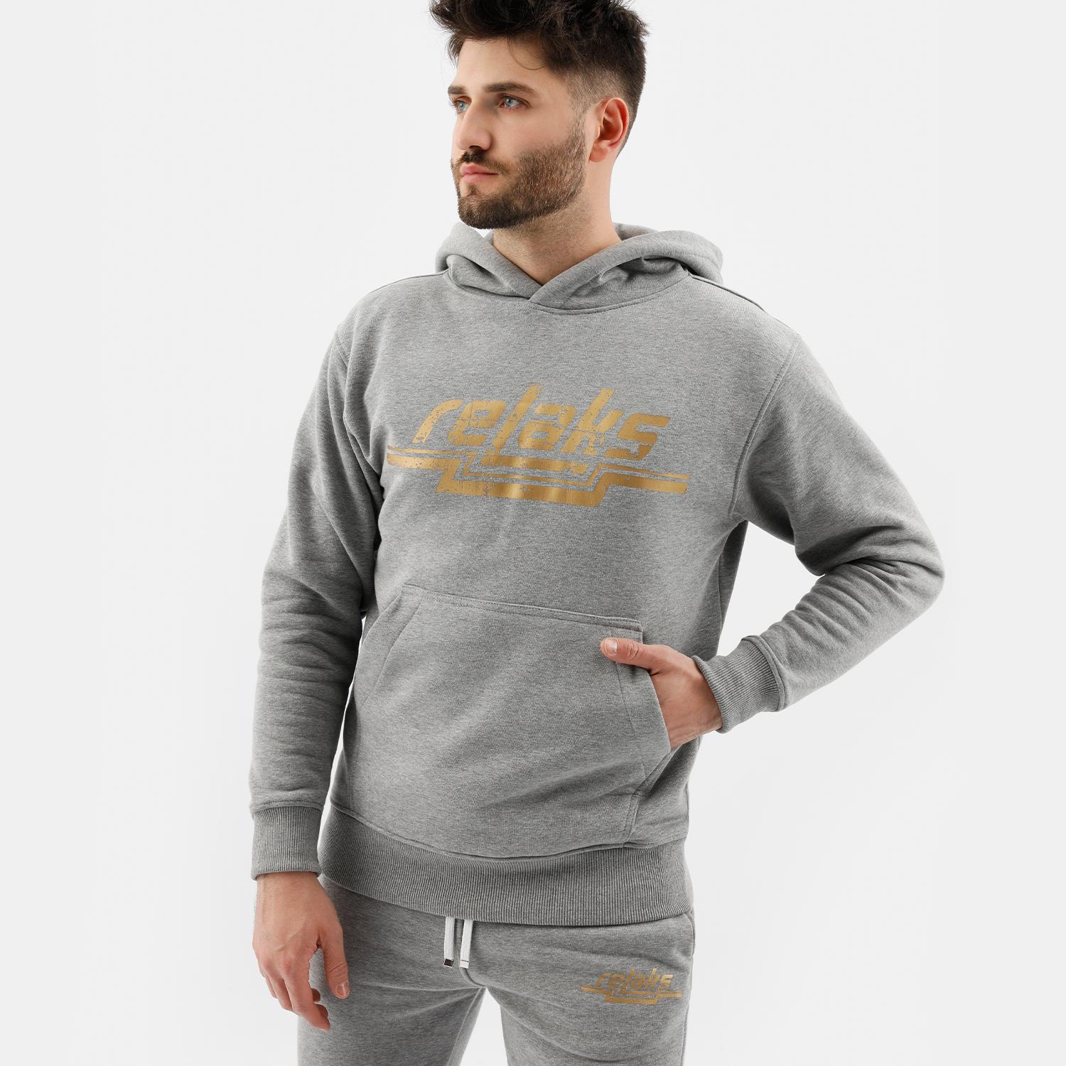 Hanorac gri cu glugă RELAKS  bărbați
