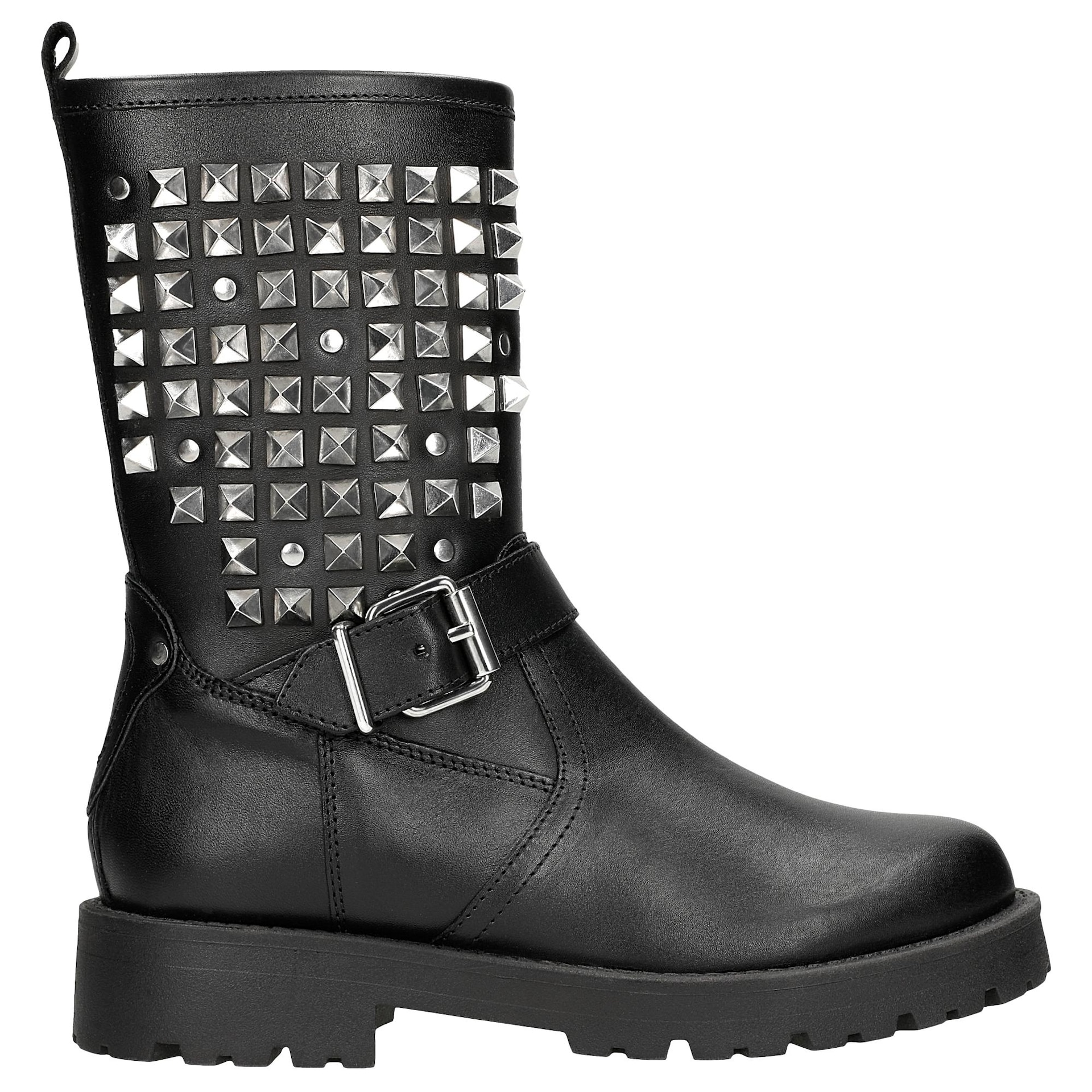 Botine biker din piele cu crampoane damă