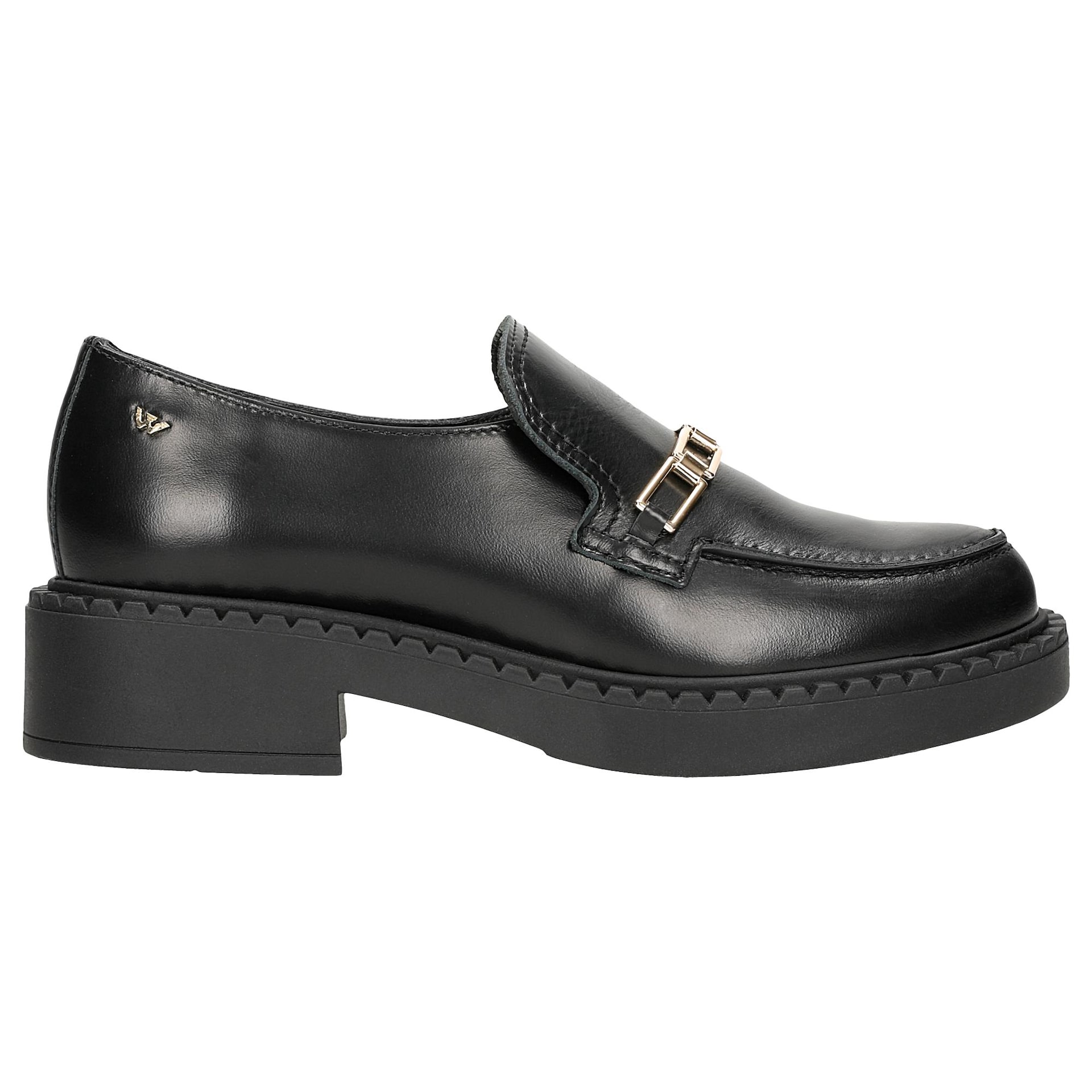 Mocasini negri din piele florentic cu decor auriu