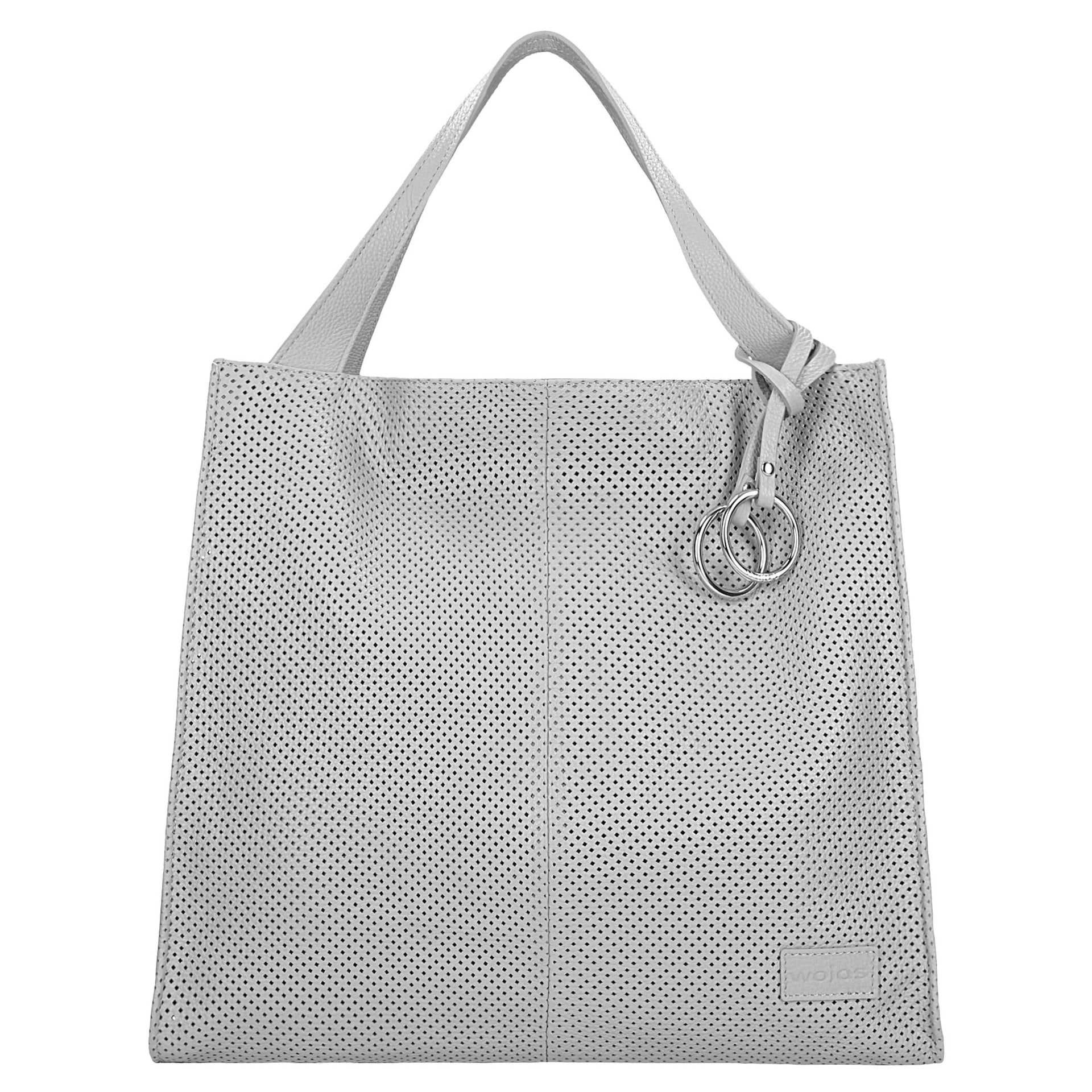 Geantă shopper gri cu piele perforată