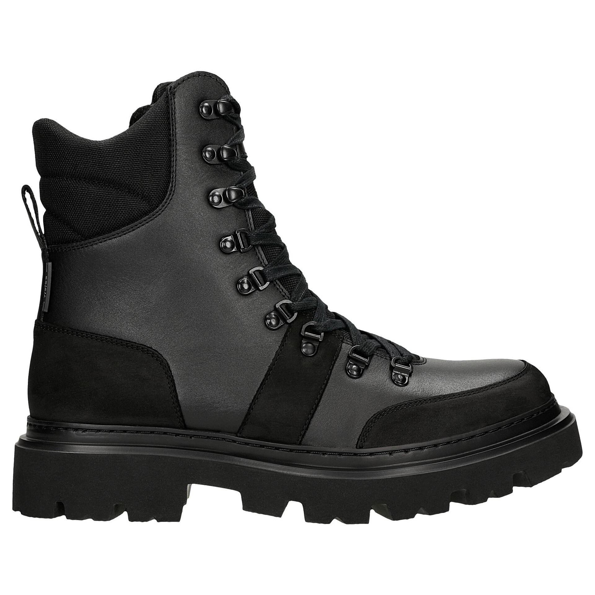 Botine biker masive negre cu îmblănire bărbați