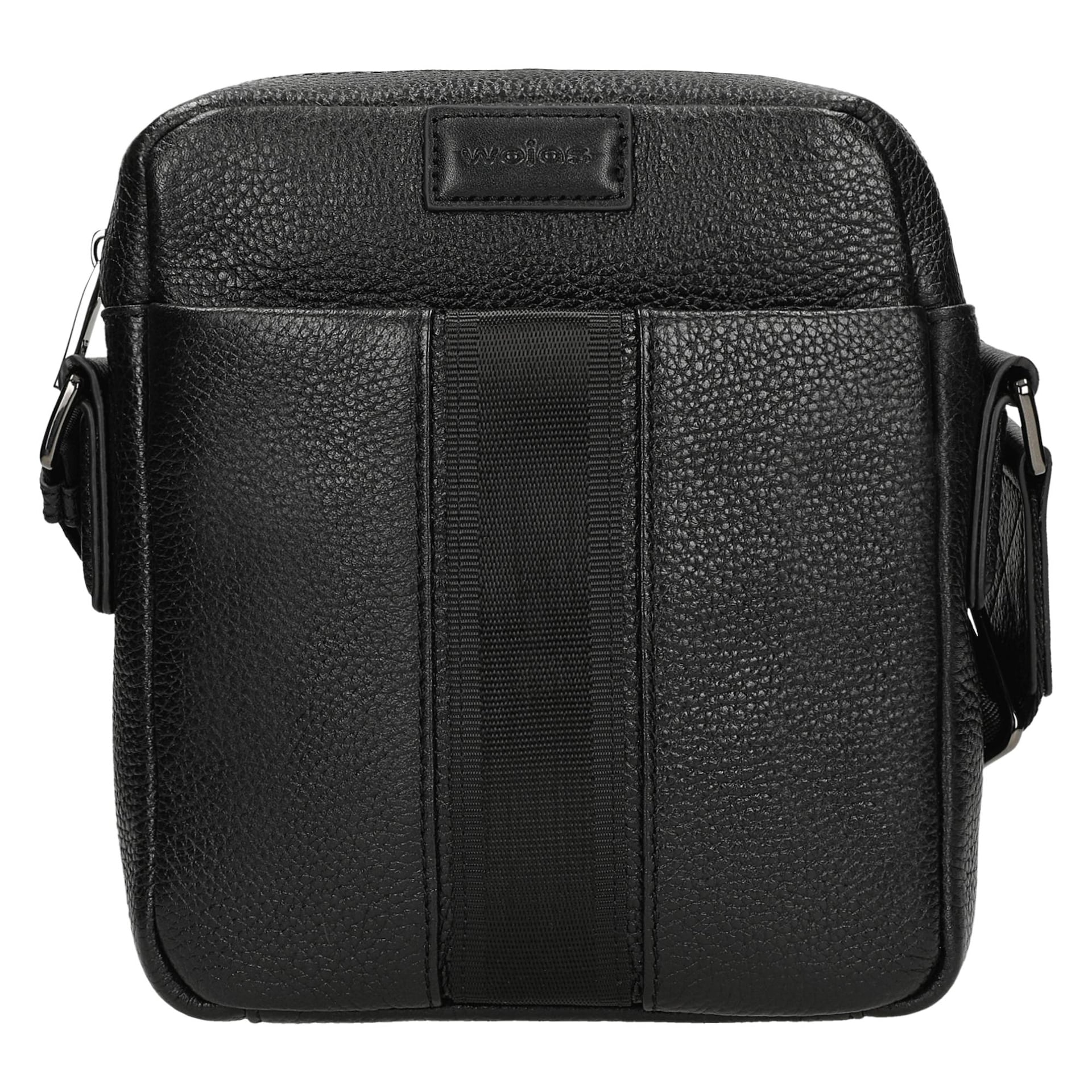 Geantă neagră din piele cu curea din material bărbați