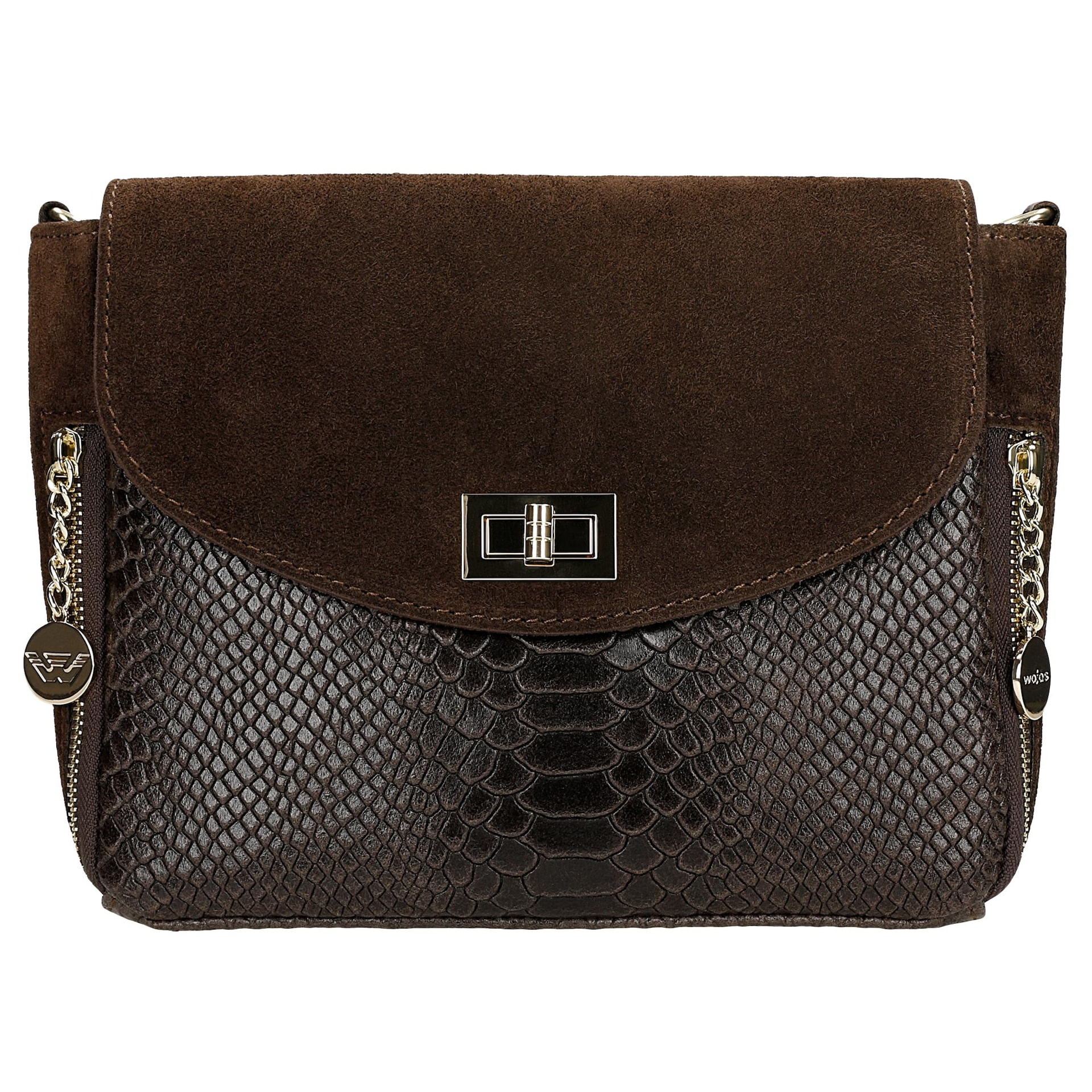 Geantă maro-închis cu textură interesantă