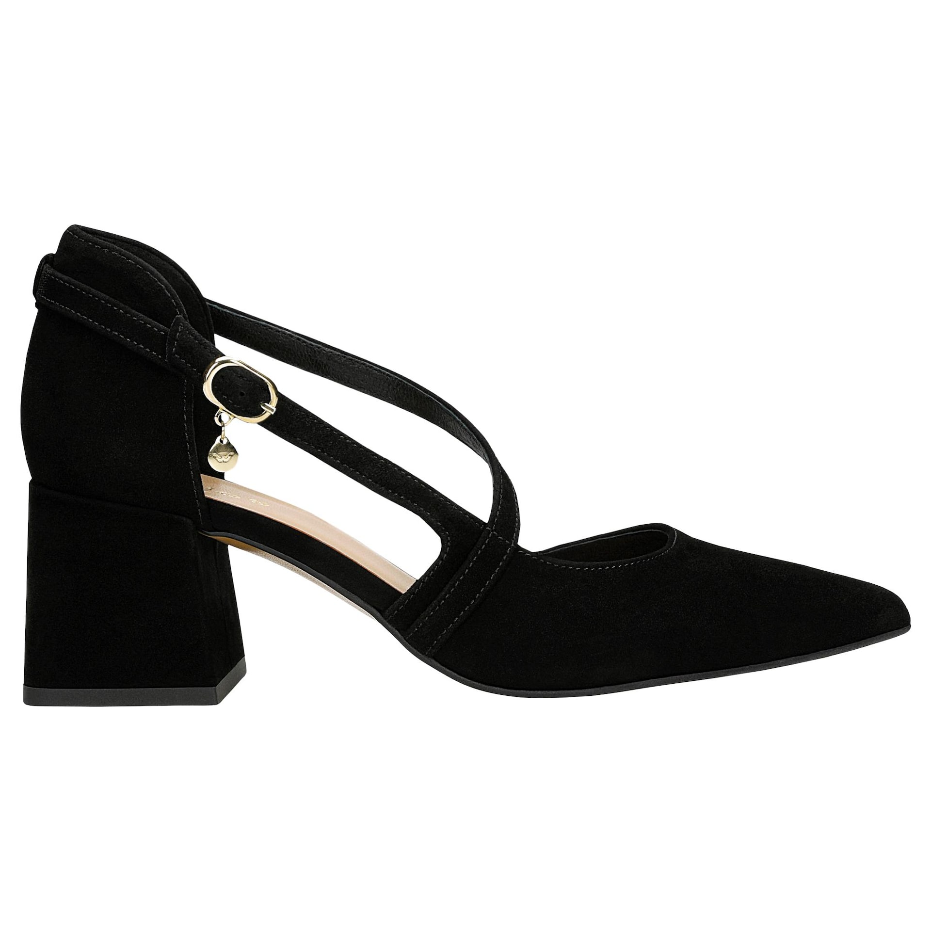 Pantofi stiletto din velur cu brețele încrucișate