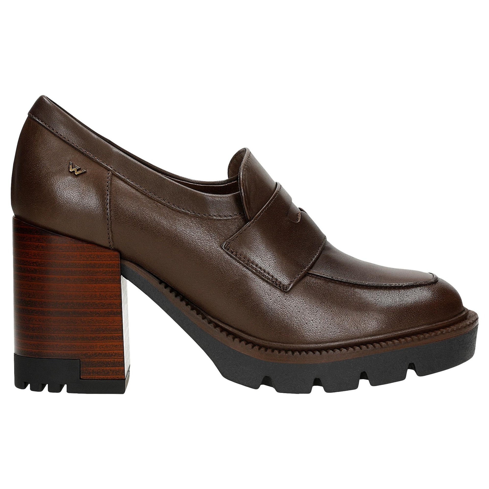 Mocasini maro din piele granulată damă