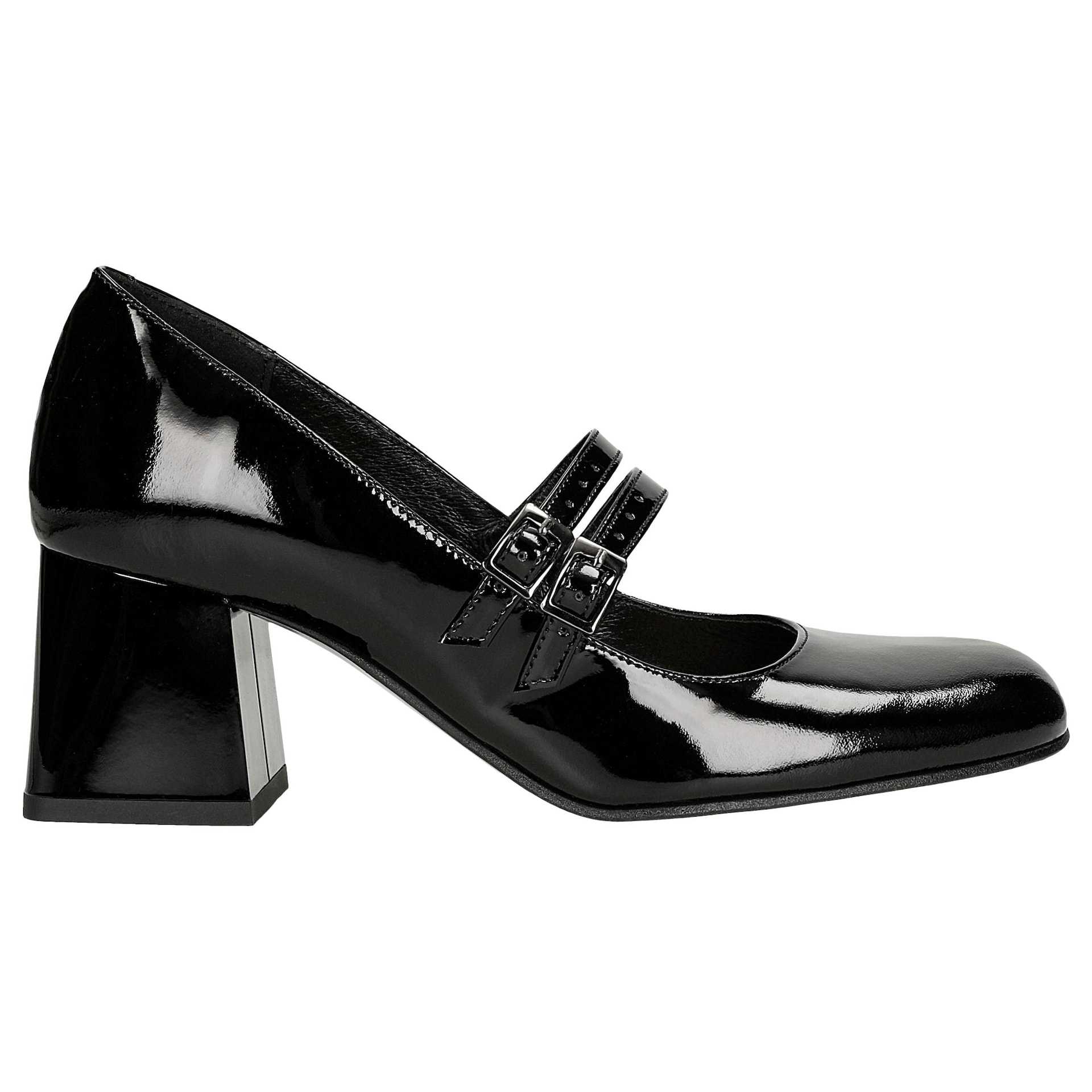 Stiletto negri lăcuiți Mary Jane