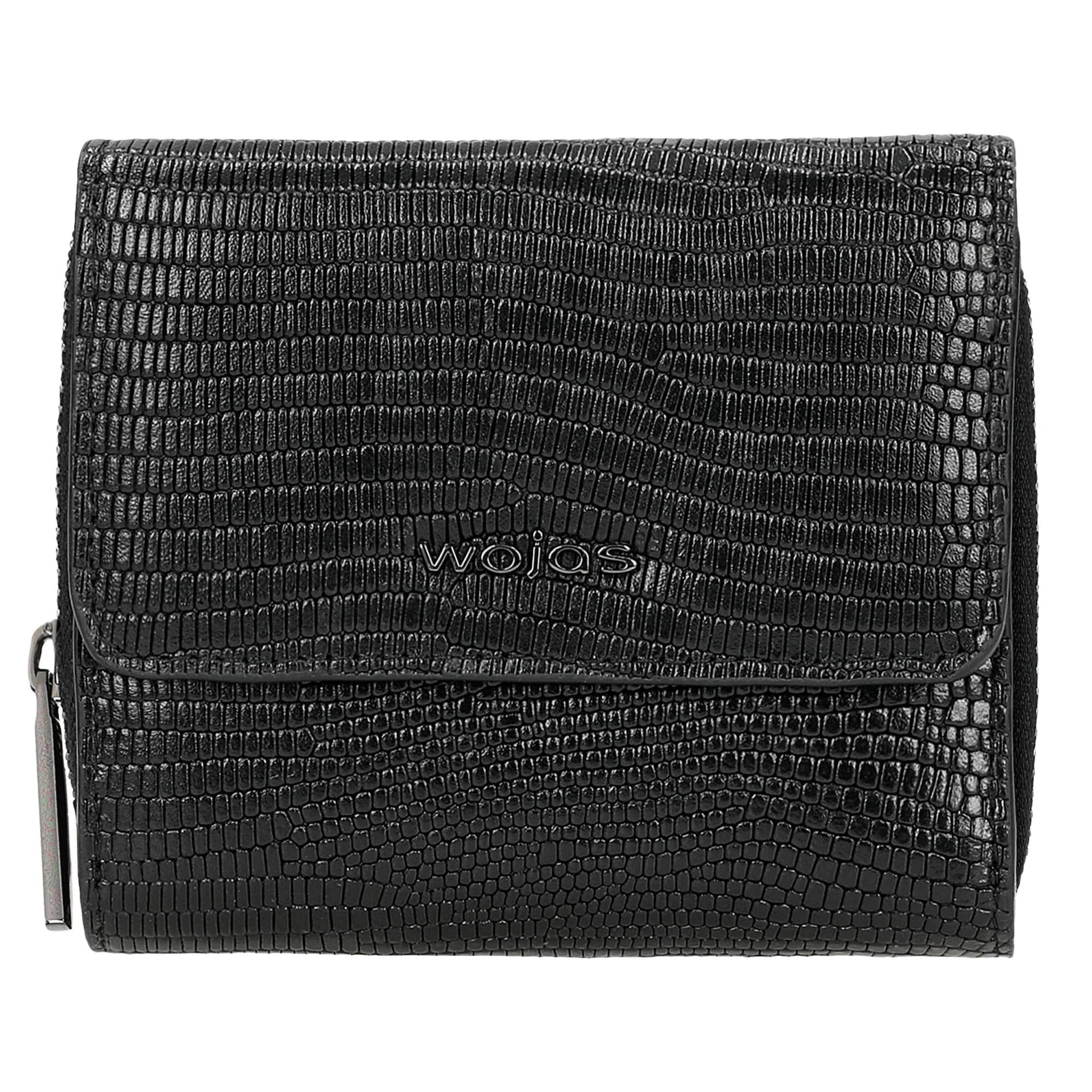 Portofel negru cu relief decorativ damă
