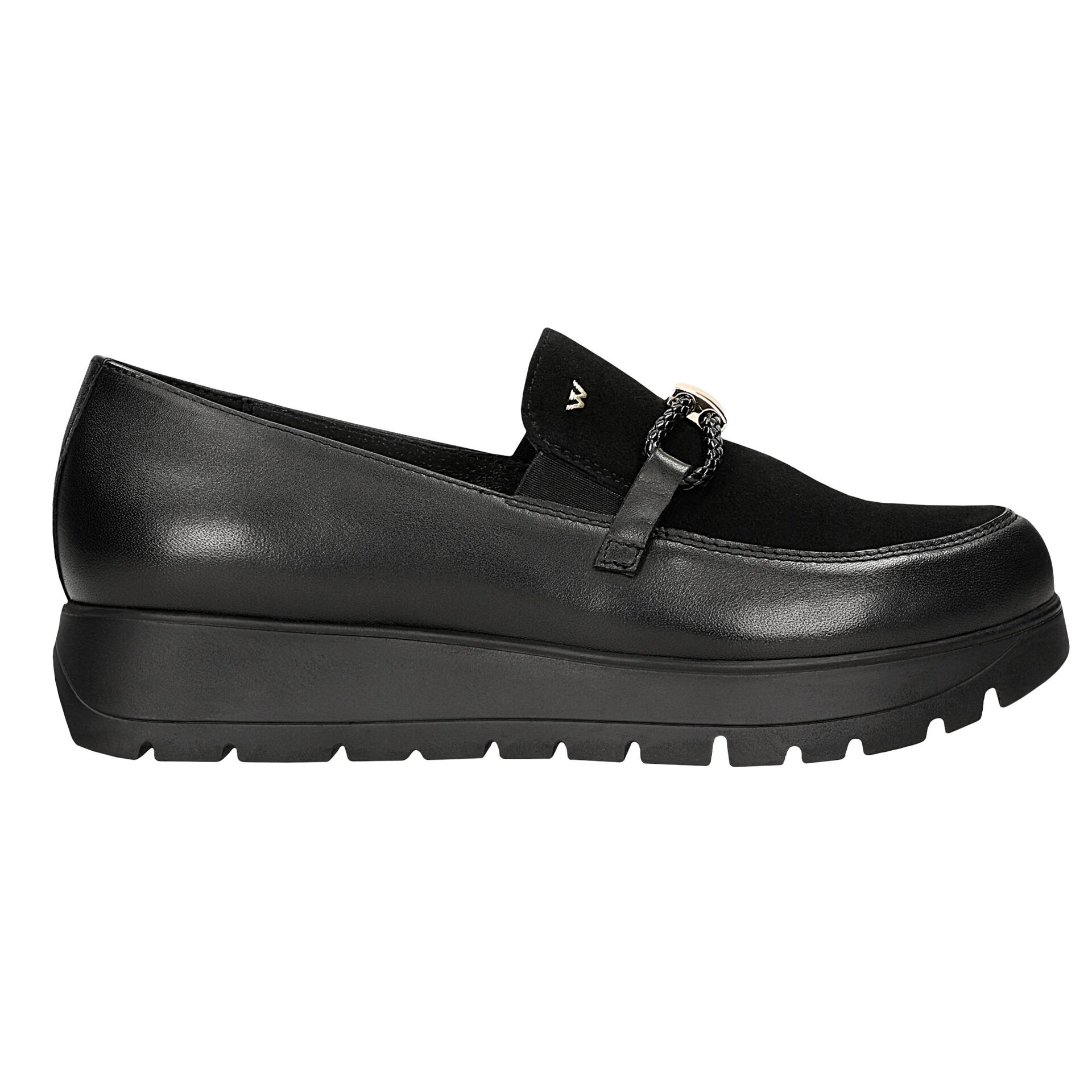 Pantofi negri din piele combinată damă