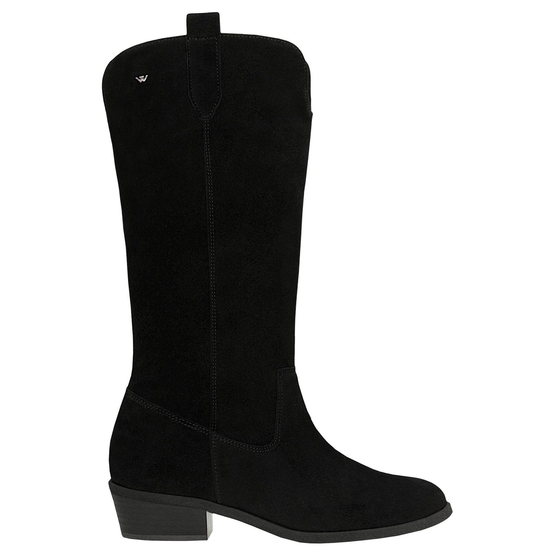 Botine înalte negre din piele velur damă
