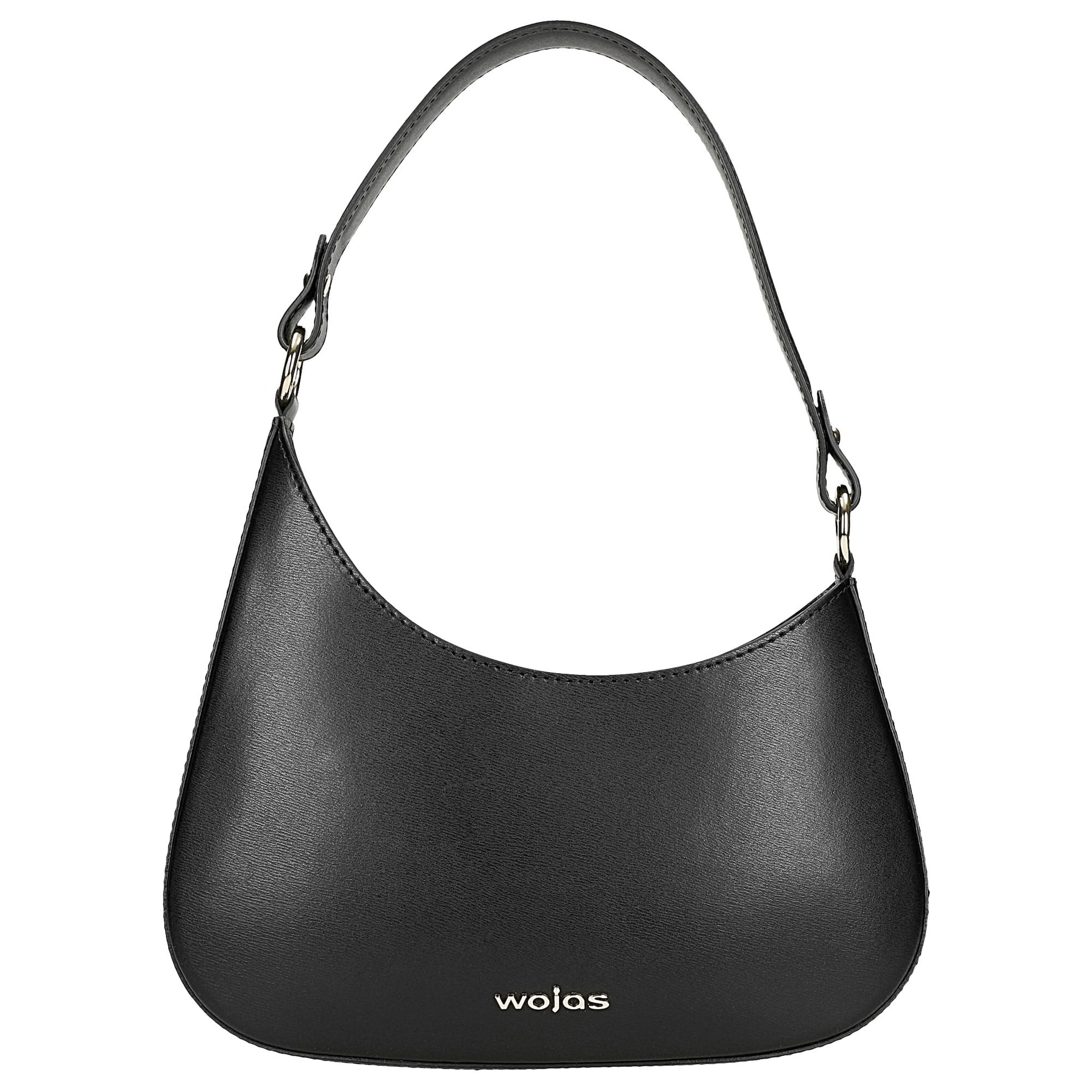 Geantă asimetrică neagră tip baghetă din piele damă