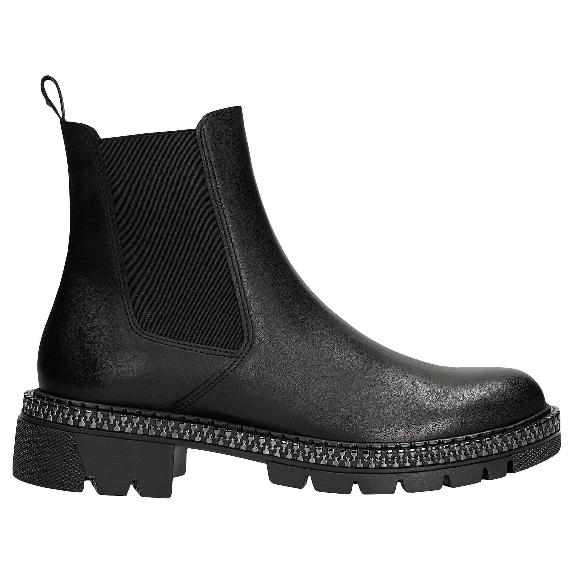 Ghete Chelsea negre din piele cu fermoar decorativ