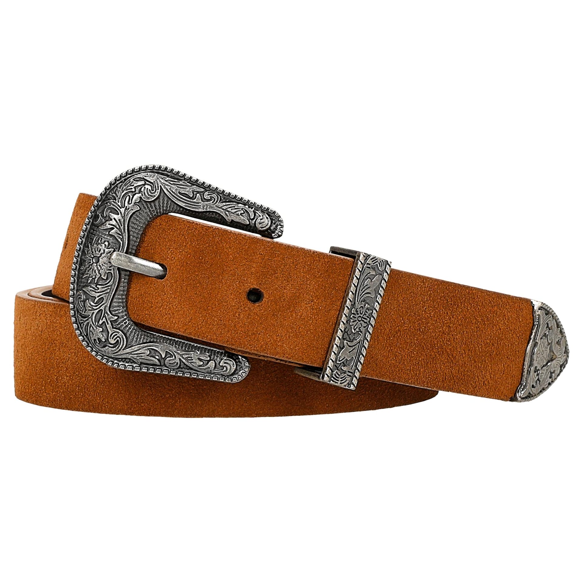 Curea maro-deschis cowboy cu cataramă argintie