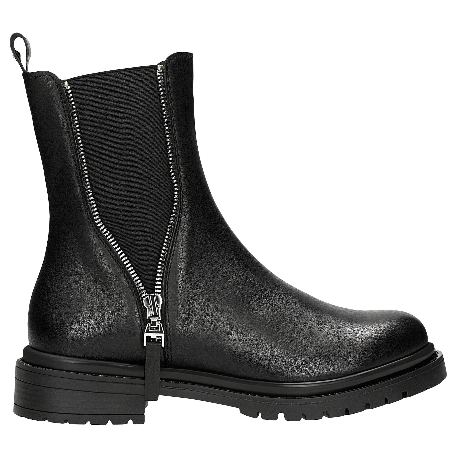 Ghete Chelsea negre cu fermoar decorativ