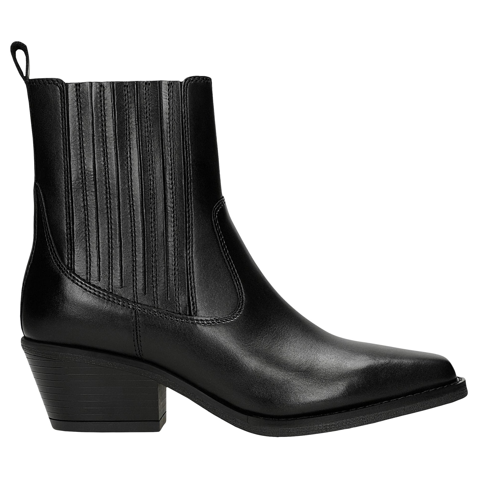 Botine cowboy  negre din piele combinată