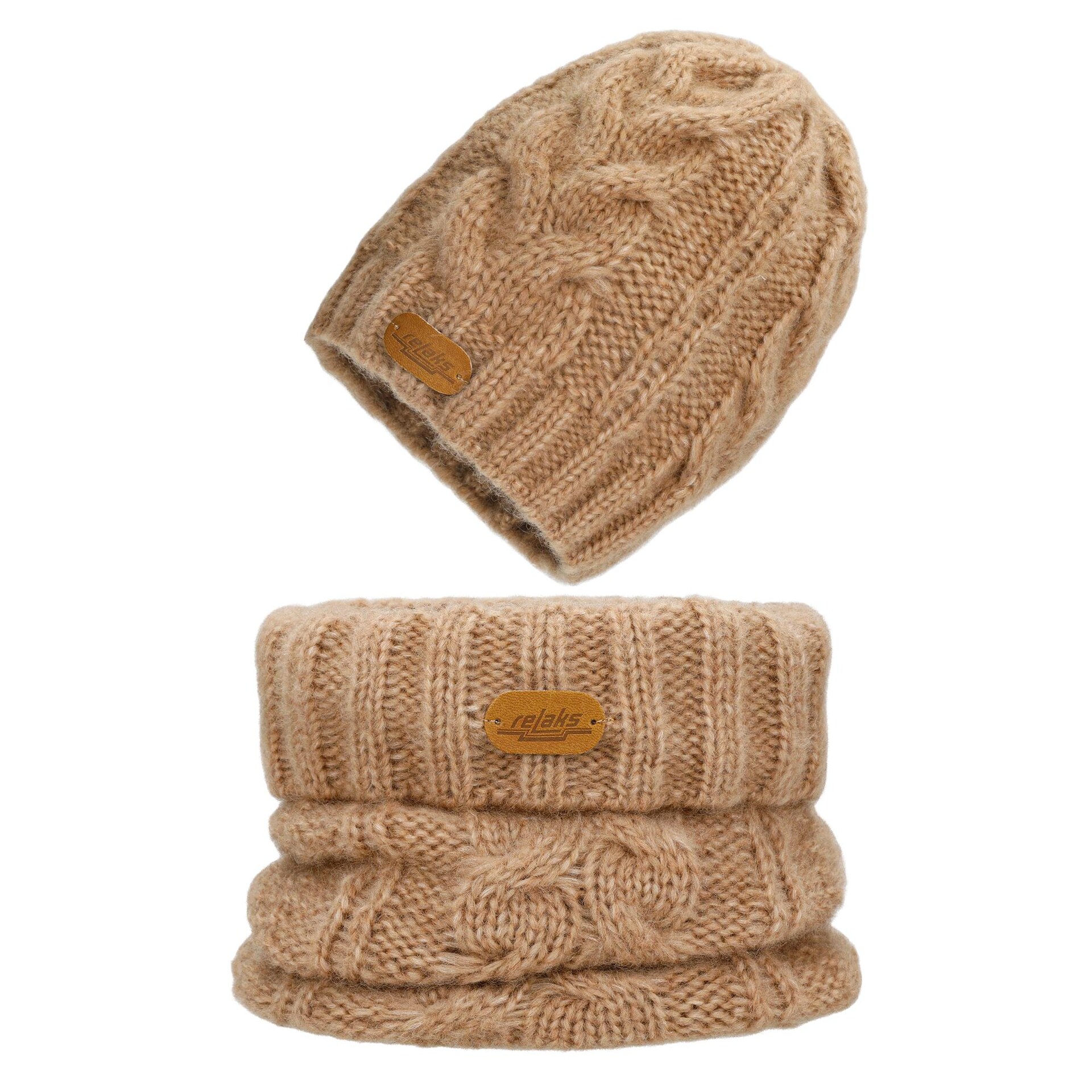 Set  maro-deschis căciula+fular horn RELAKS