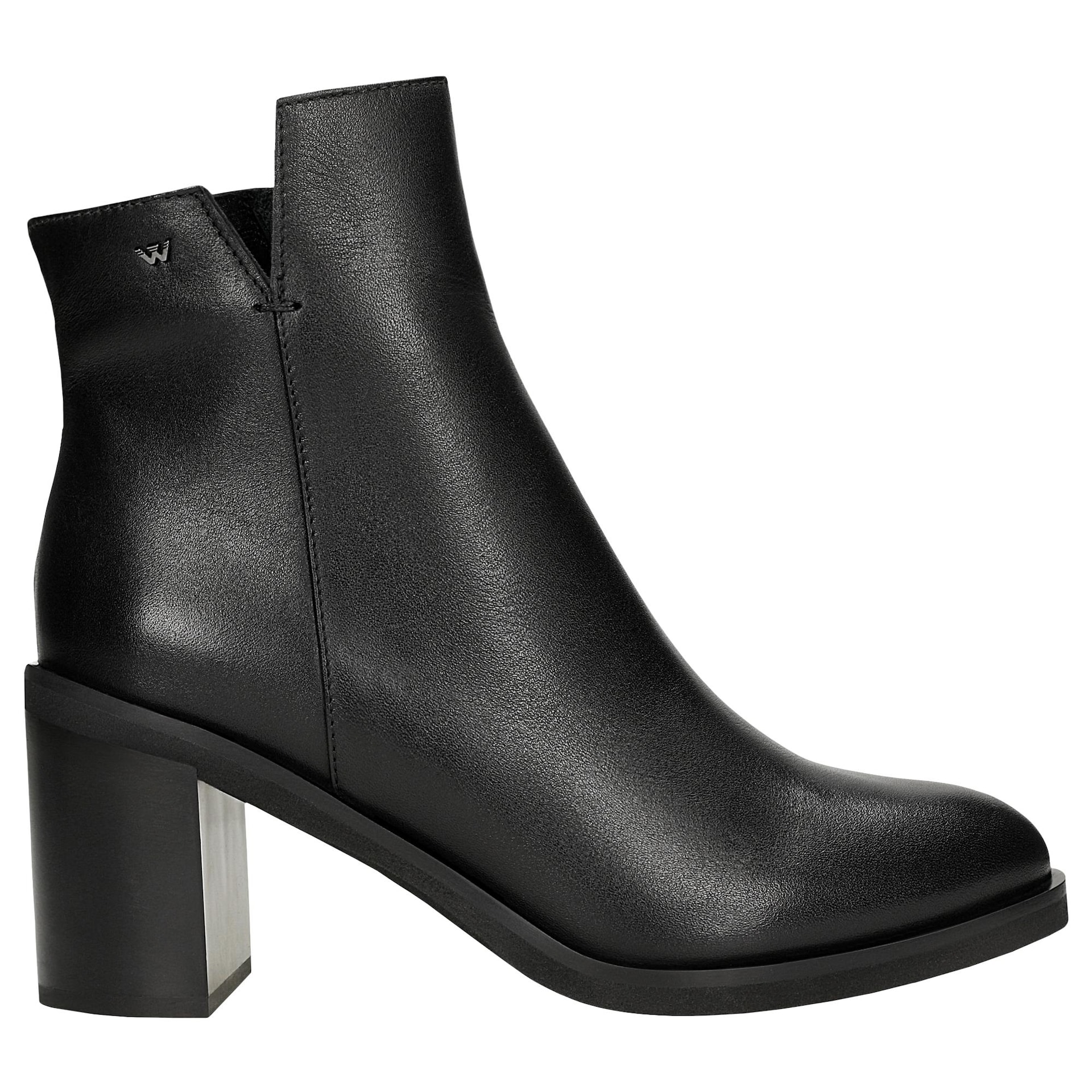 Botine elegante cu toc din piele neagră