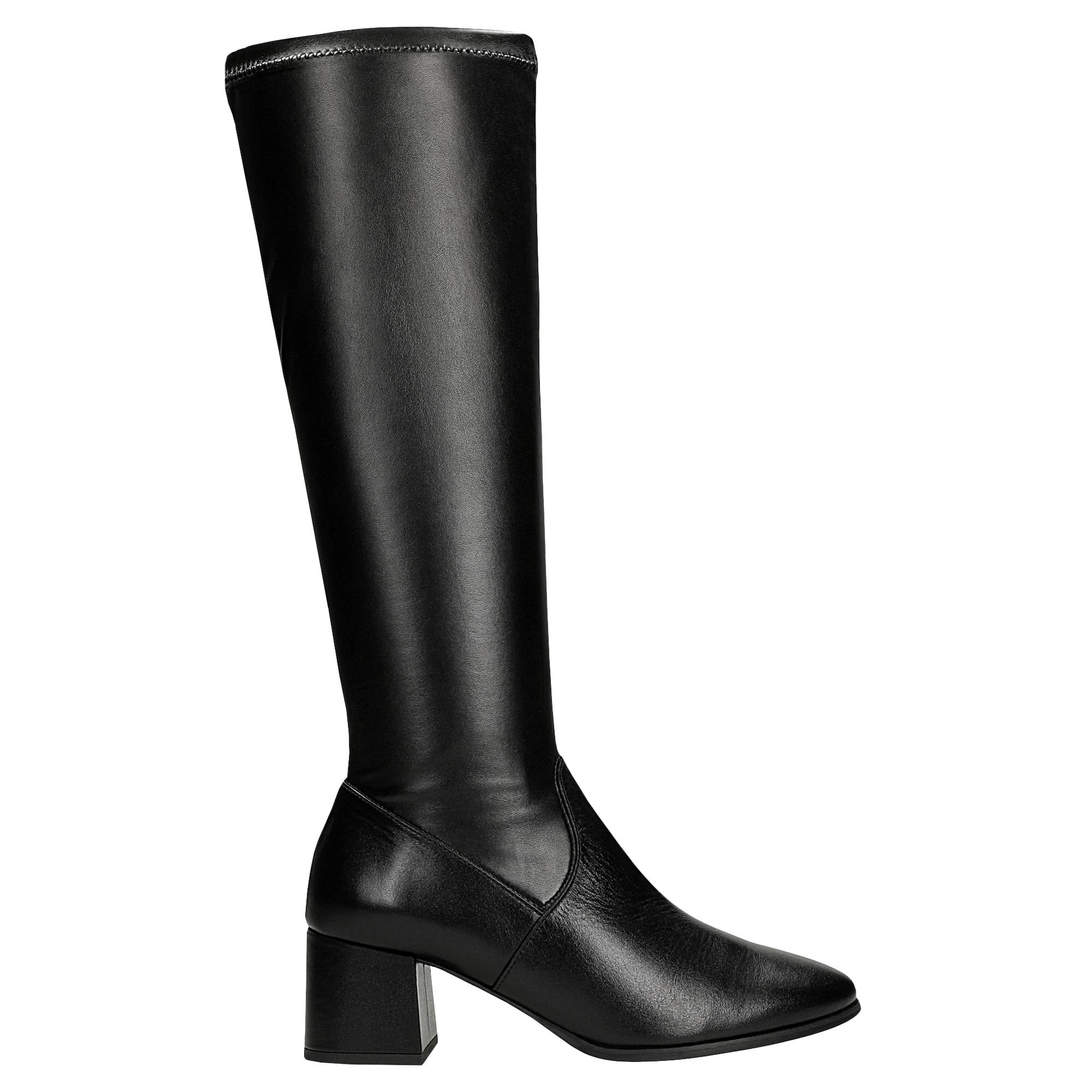 Cizme slip-on negre cu partea superioară elastică damă