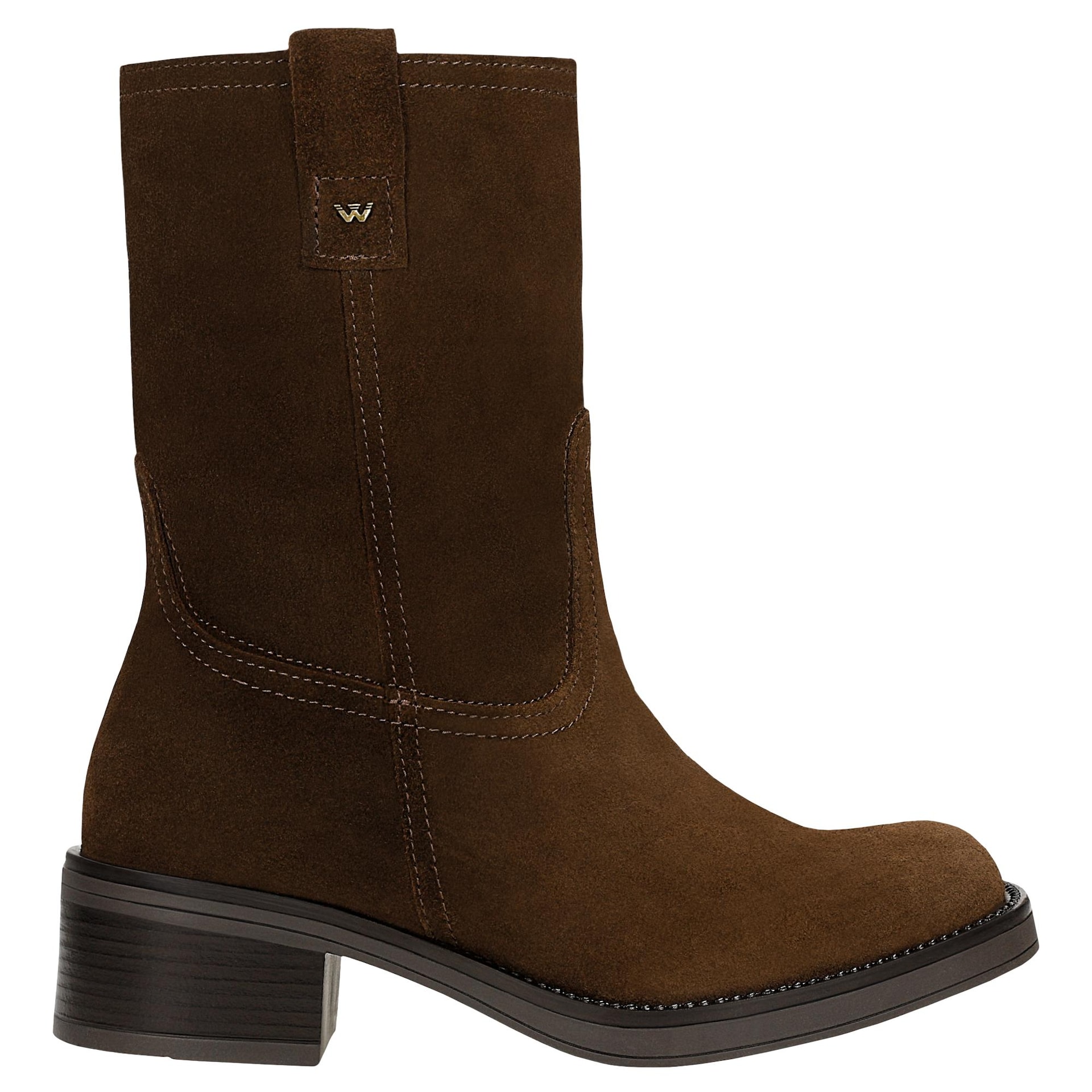 Botine maro slip-on cu toc mic damă