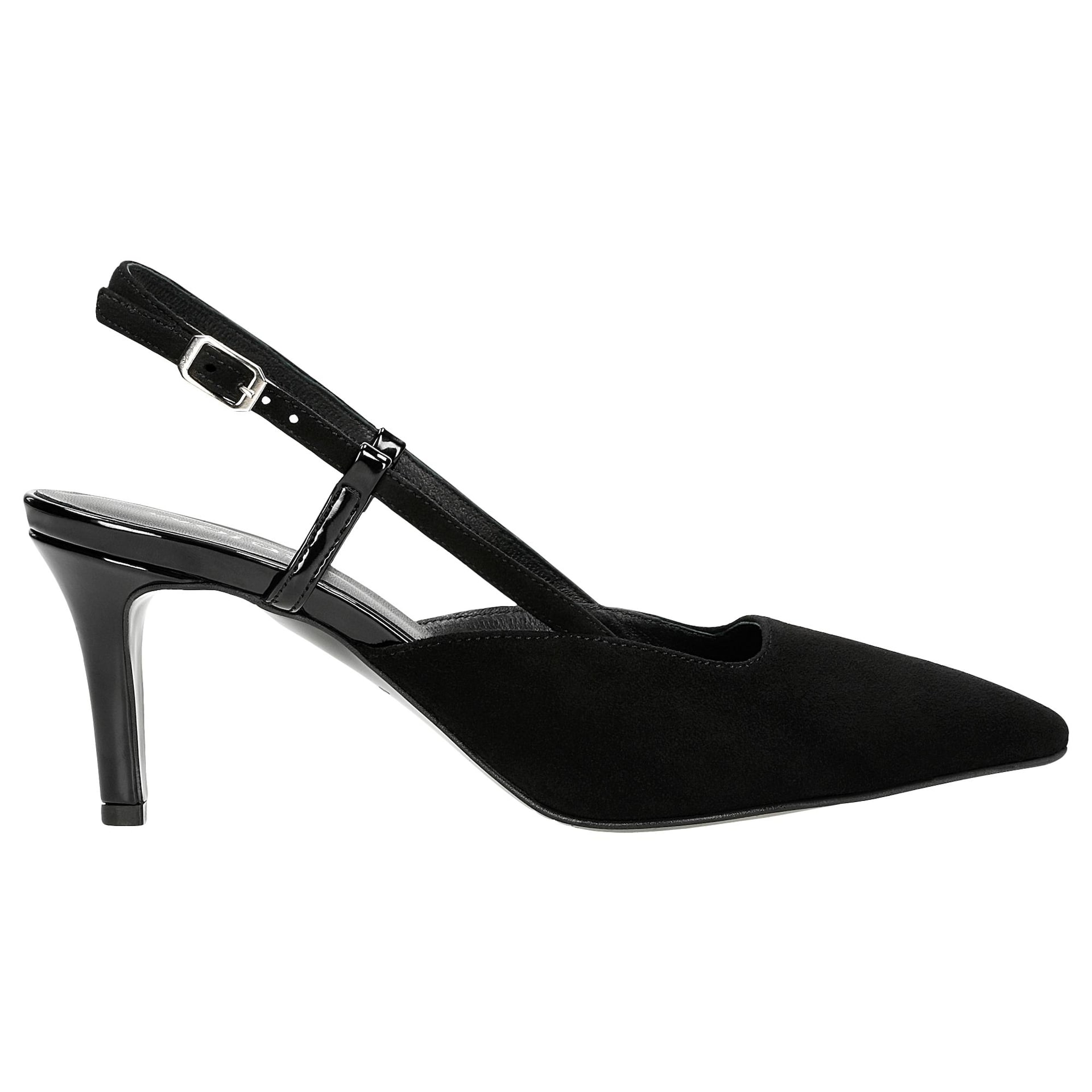 Pantofi stiletto negru cu călcâi deschis damă