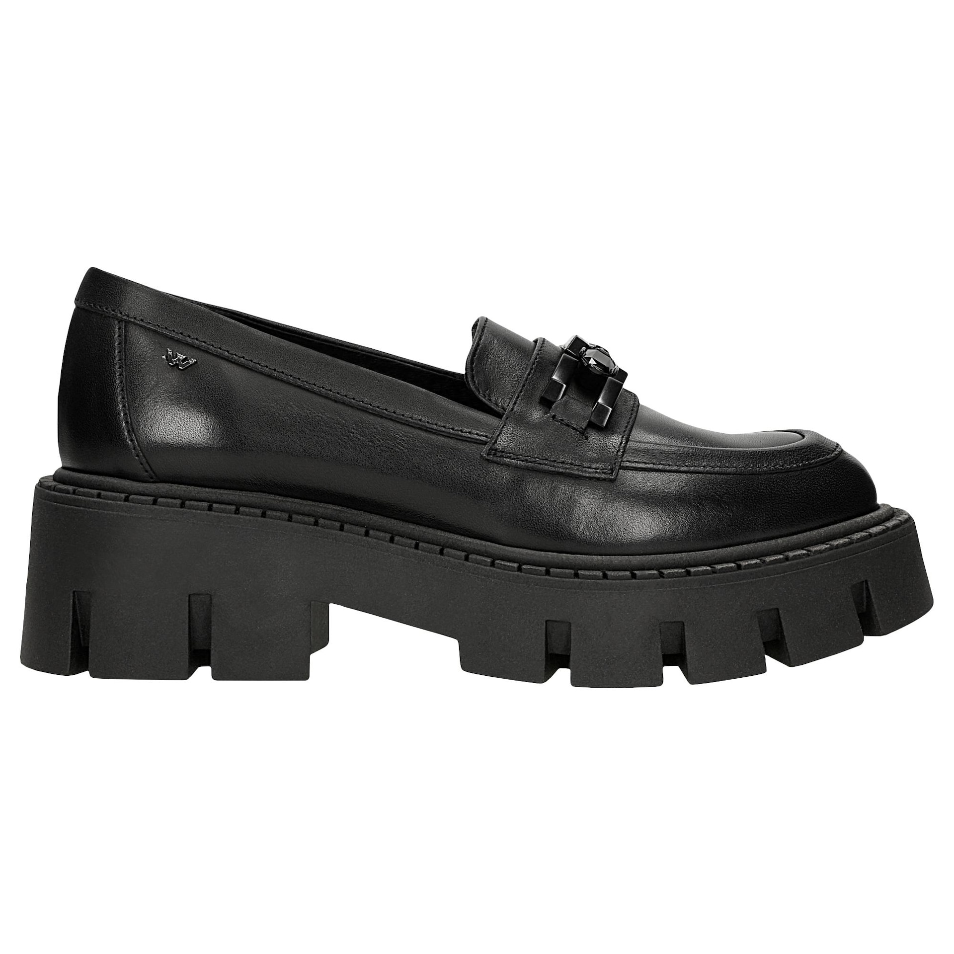 Mocasini negri masivi cu lănțișor