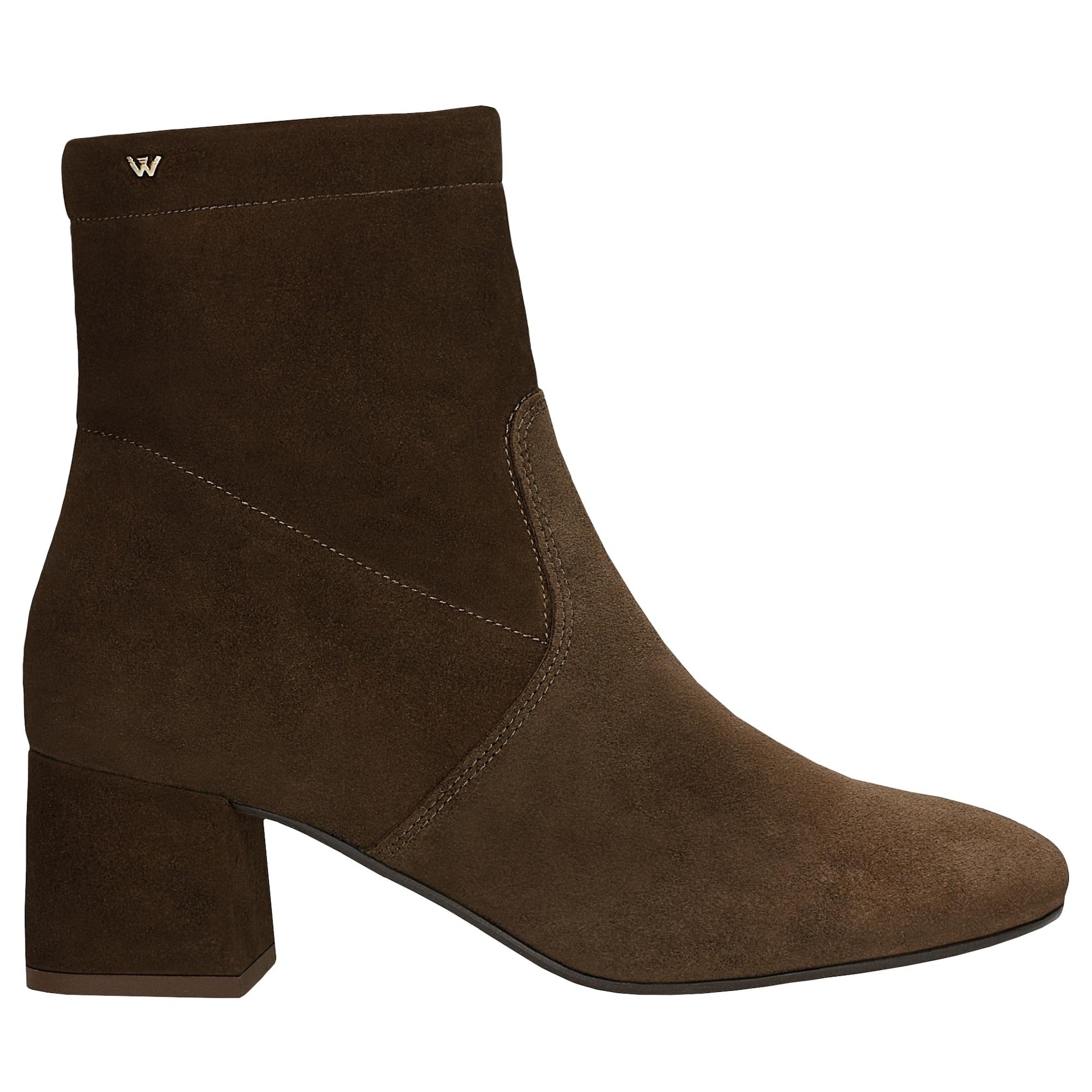 Botine maro de toamnă cu toc mic