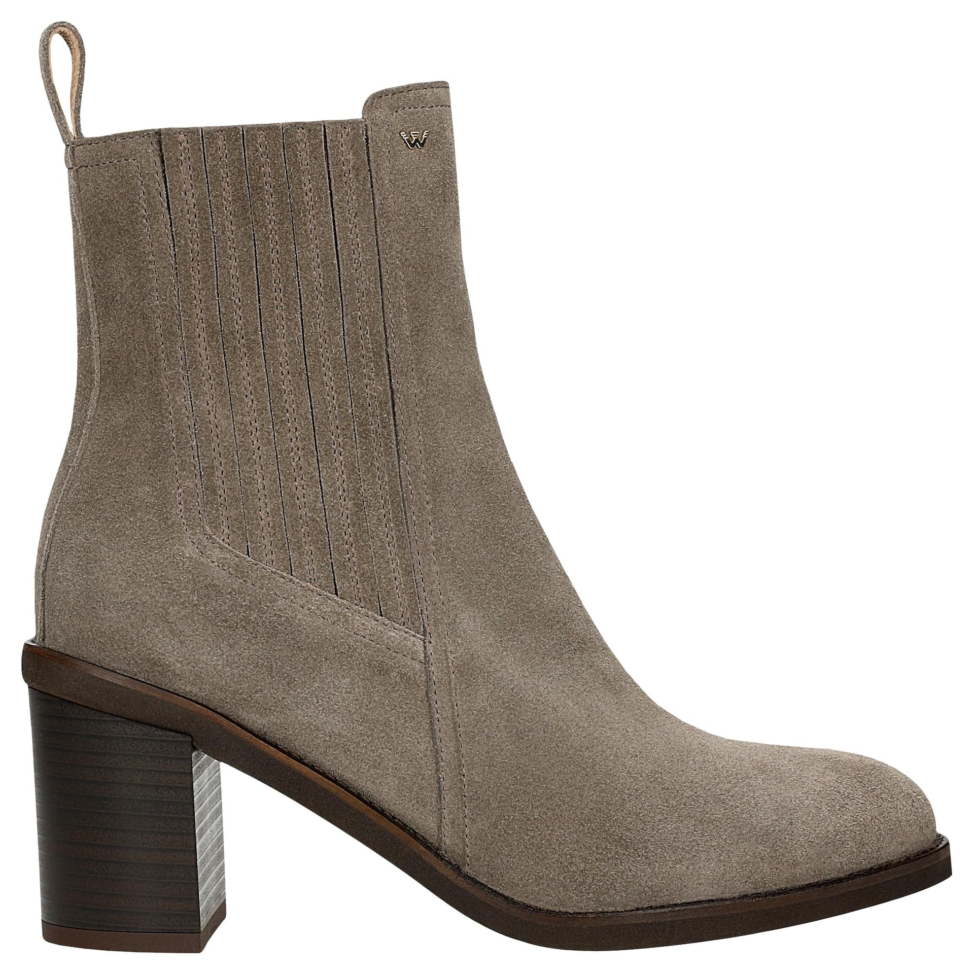 Botine damă bej închis slip-on cu toc