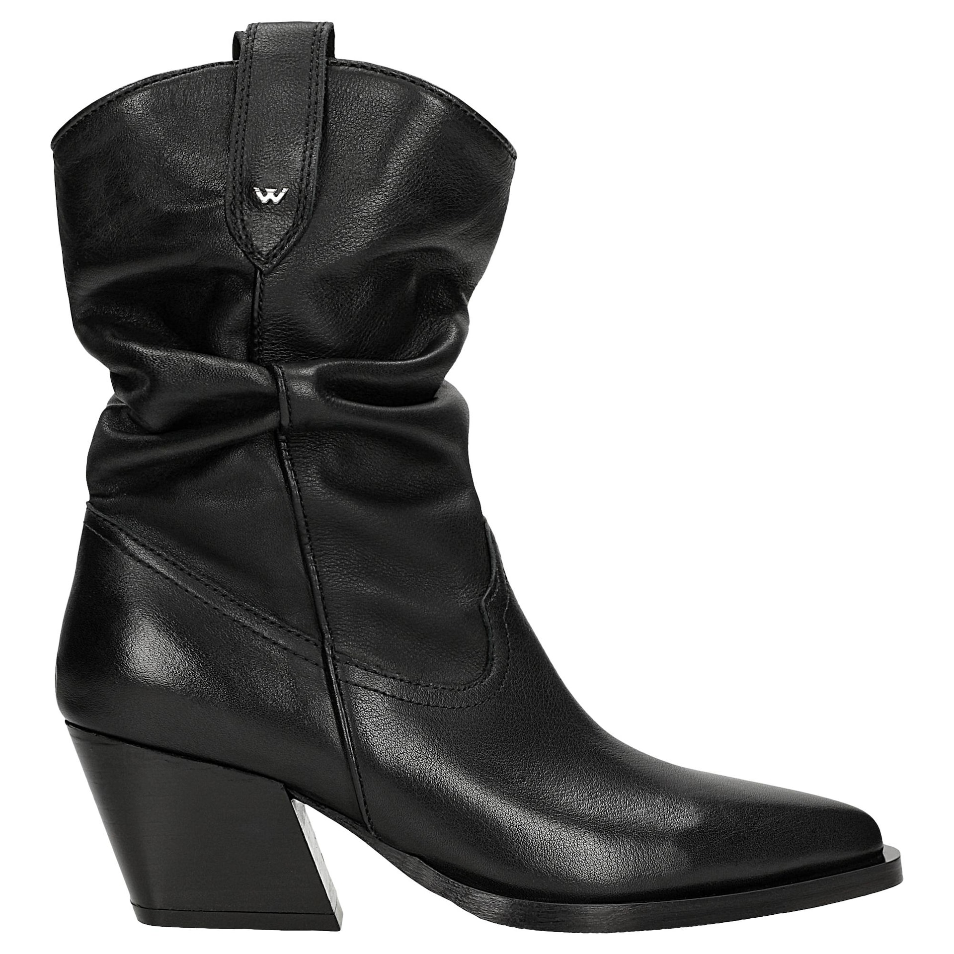 Botine cowboy din piele cu partea superioară volane