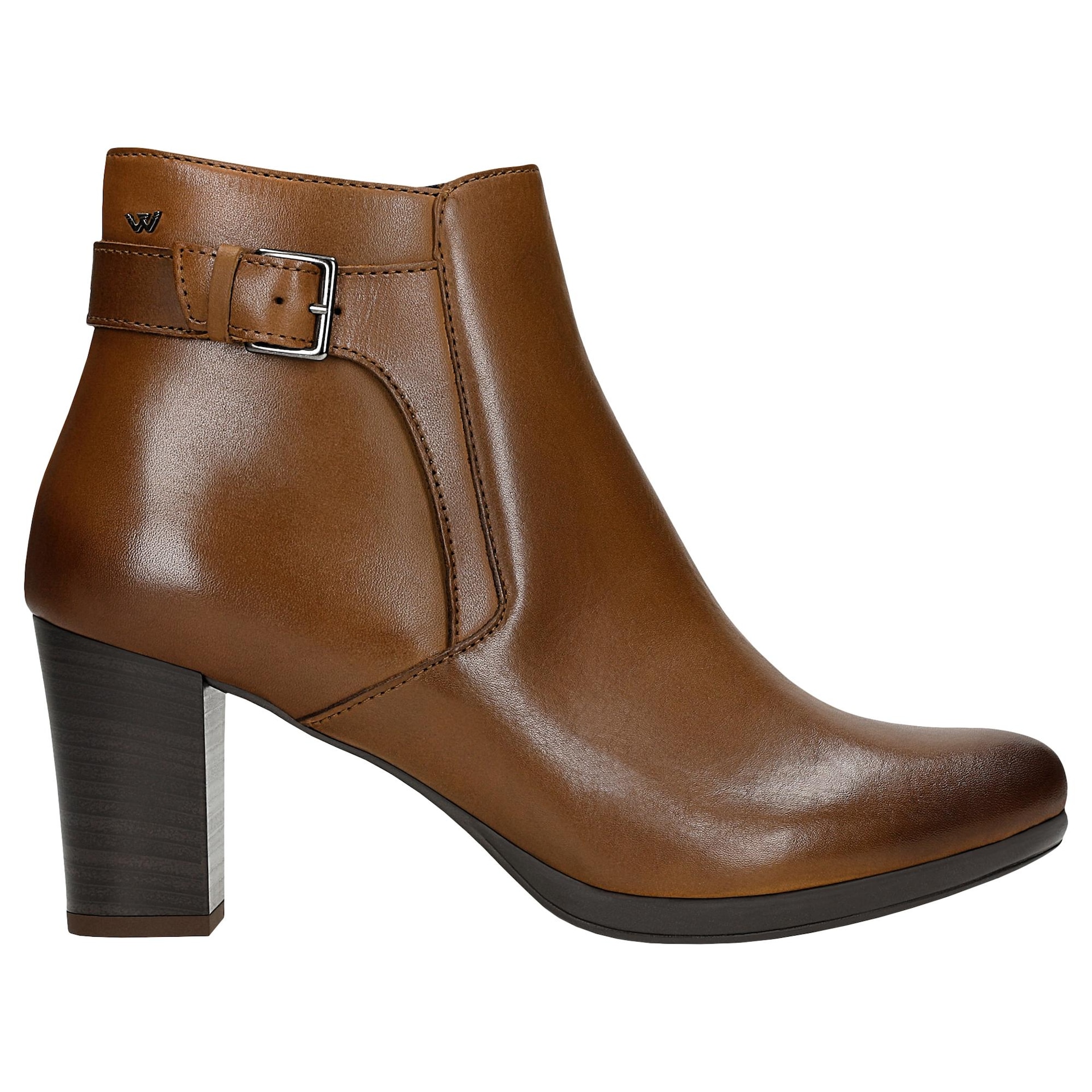 Botine maro deschis cu toc damă