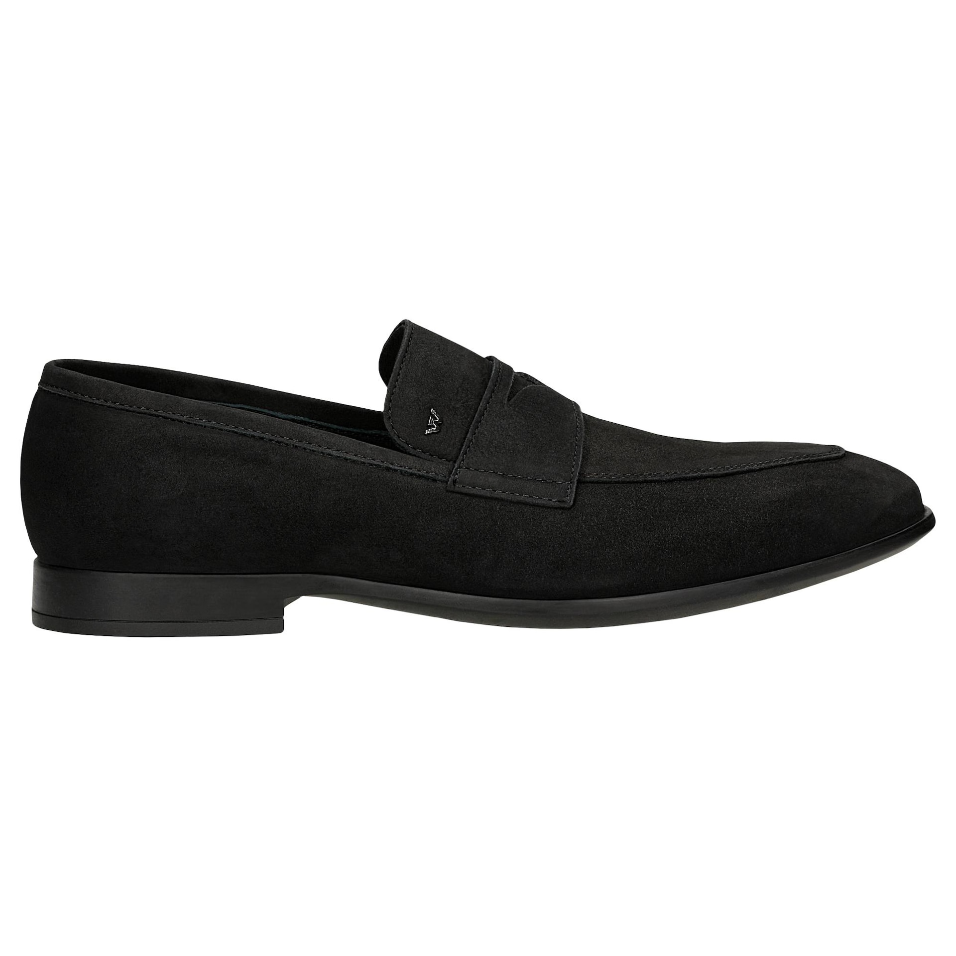 Pantofi loafes negri din nubuc