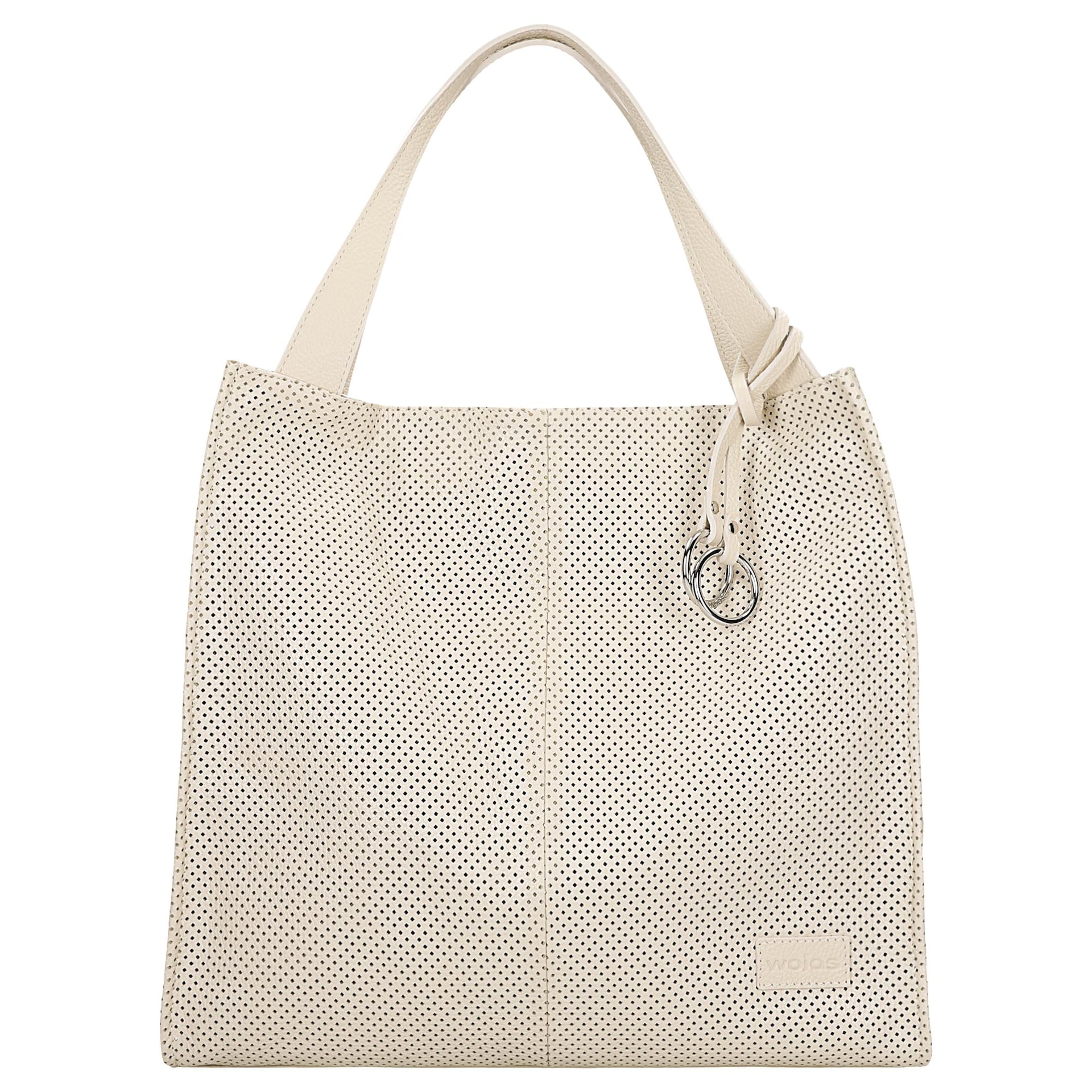 Shopper bag mare bej din piele naturală netedă