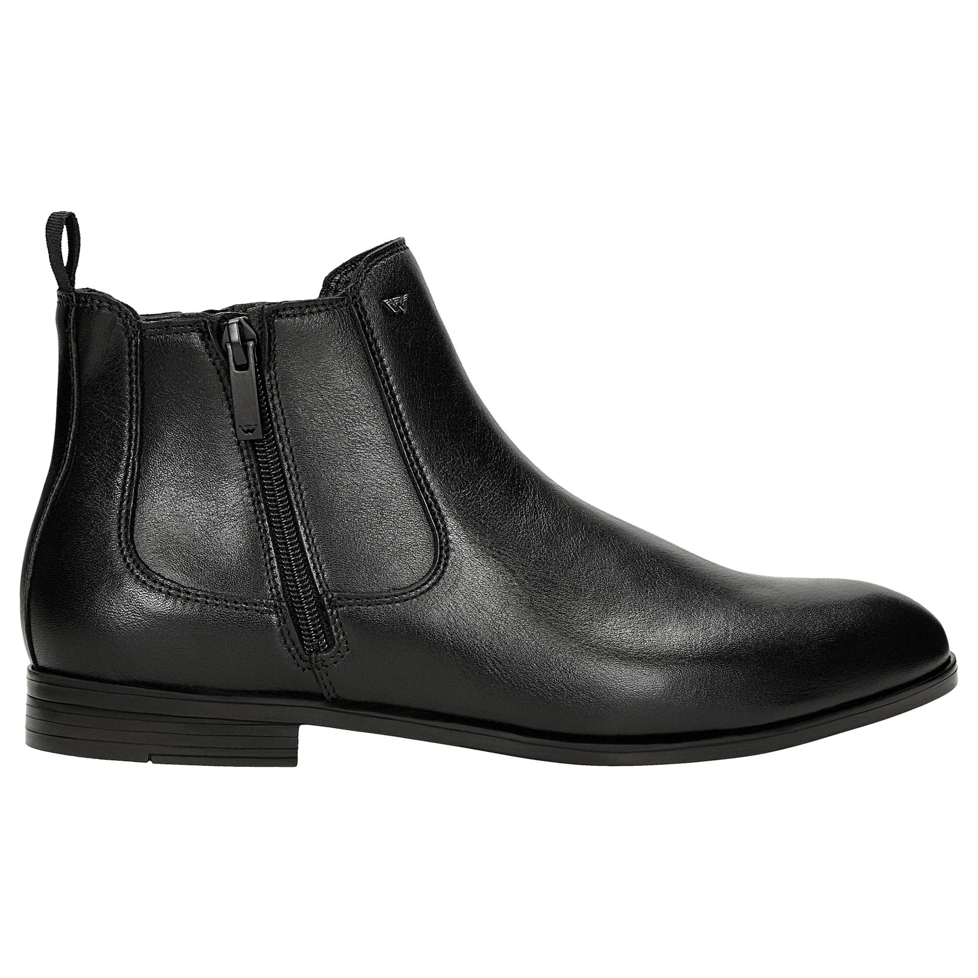 Botine din piele neagră cu fermoar bărbați