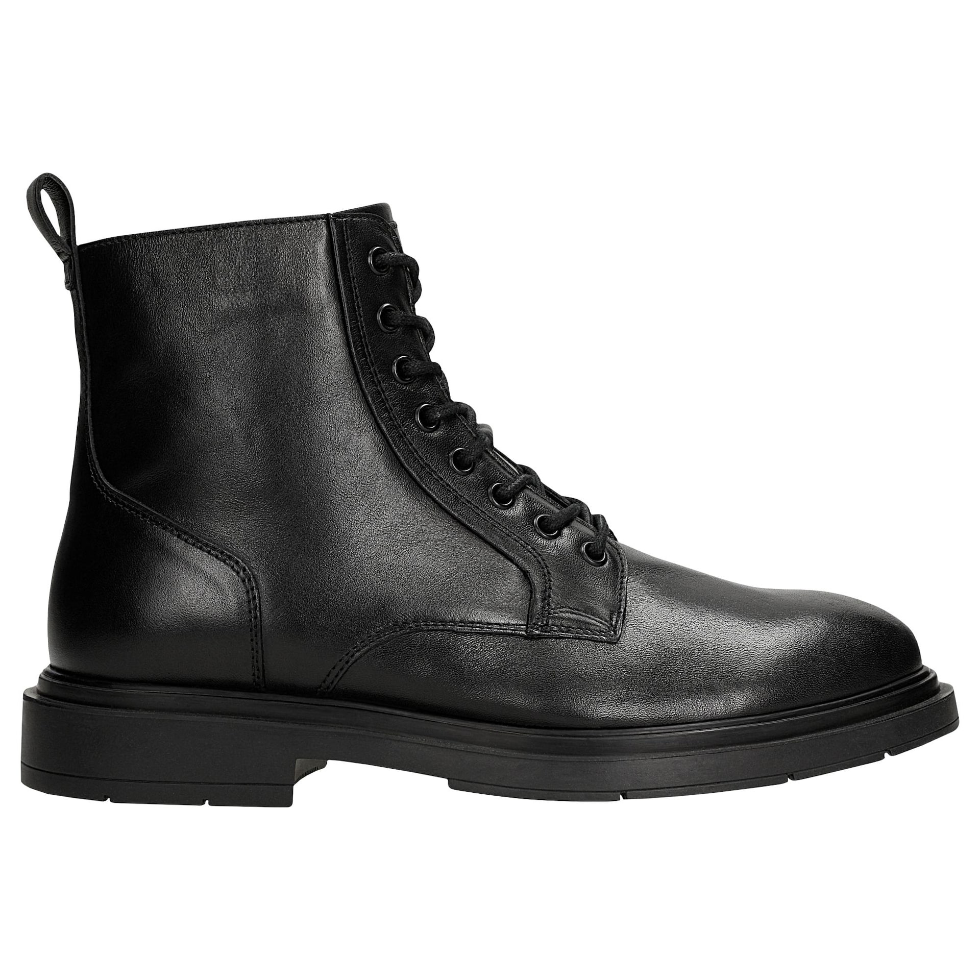 Ghete biker clasice negre din piele granulată