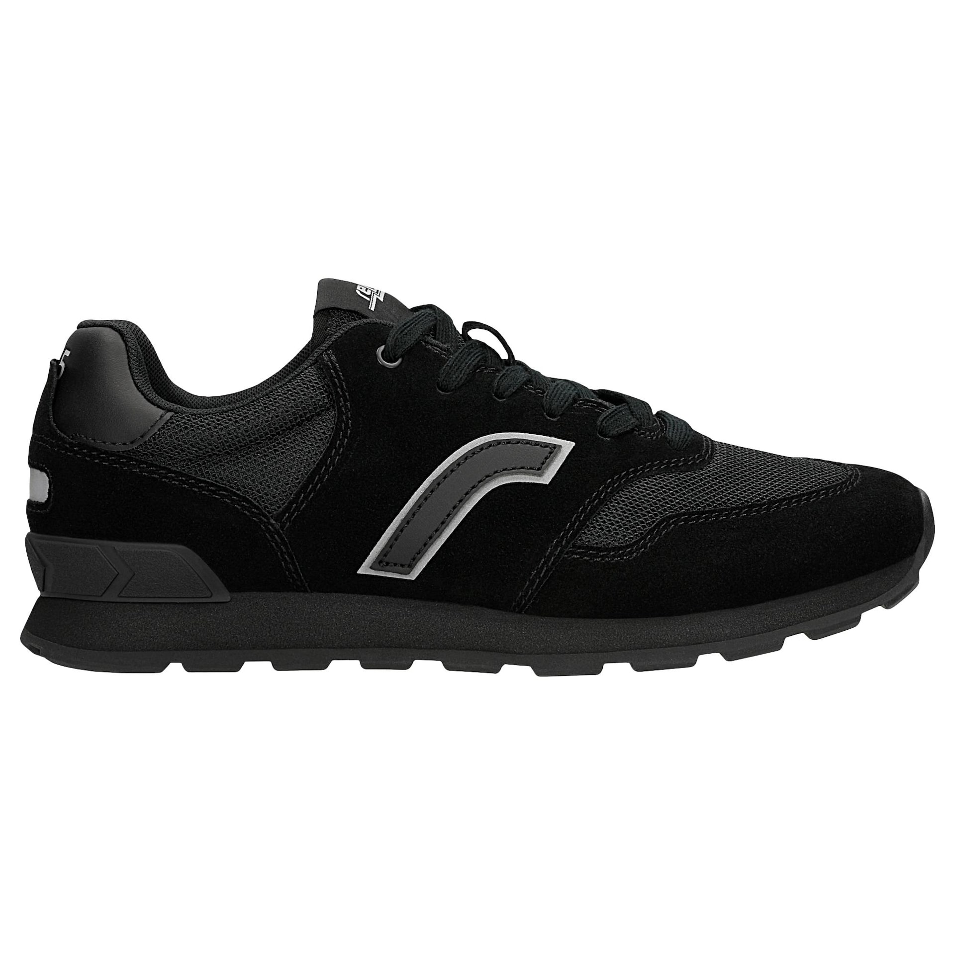 Sneakers negri RELAKS din material textil și piele split întoarsă