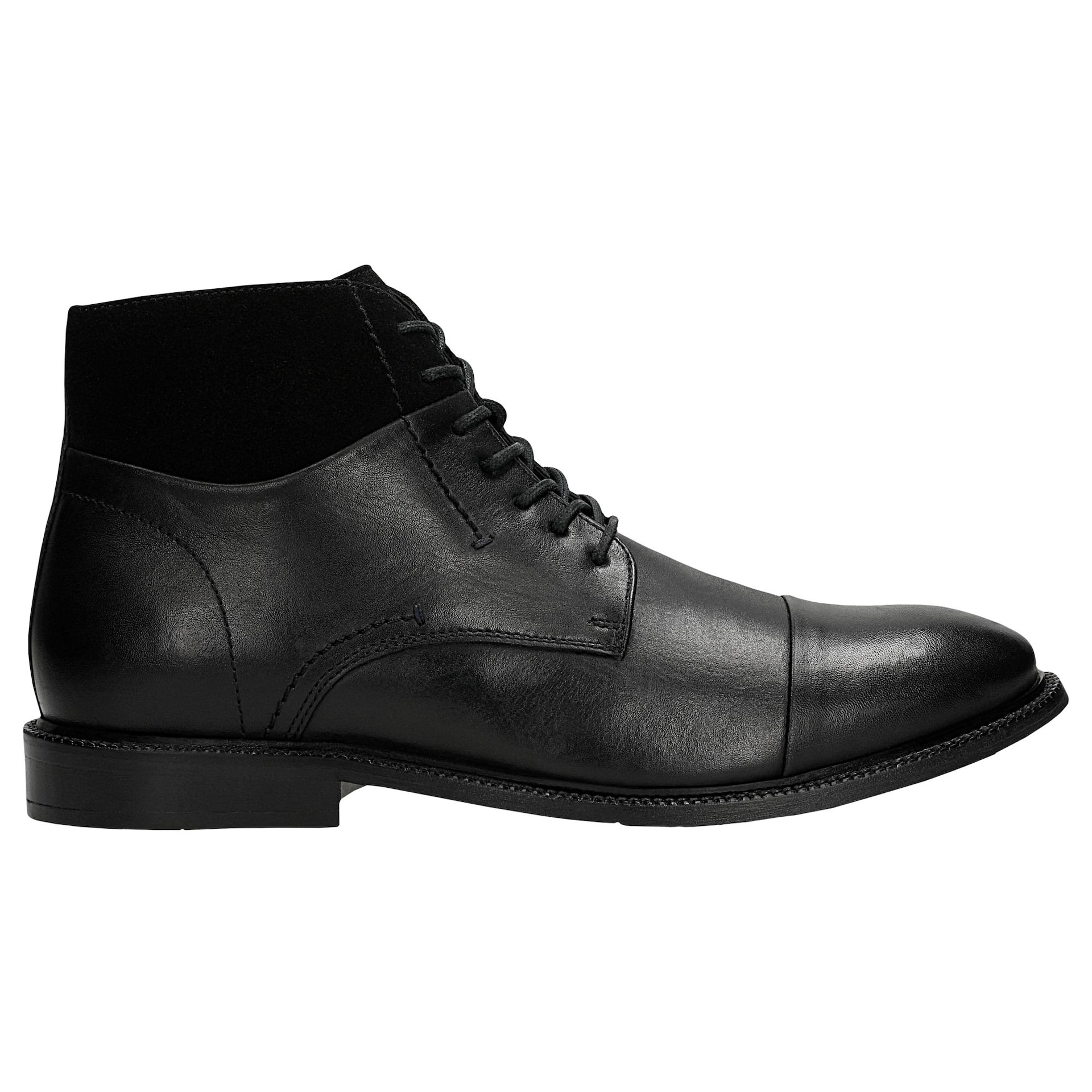 Ghete negre din piele combinată