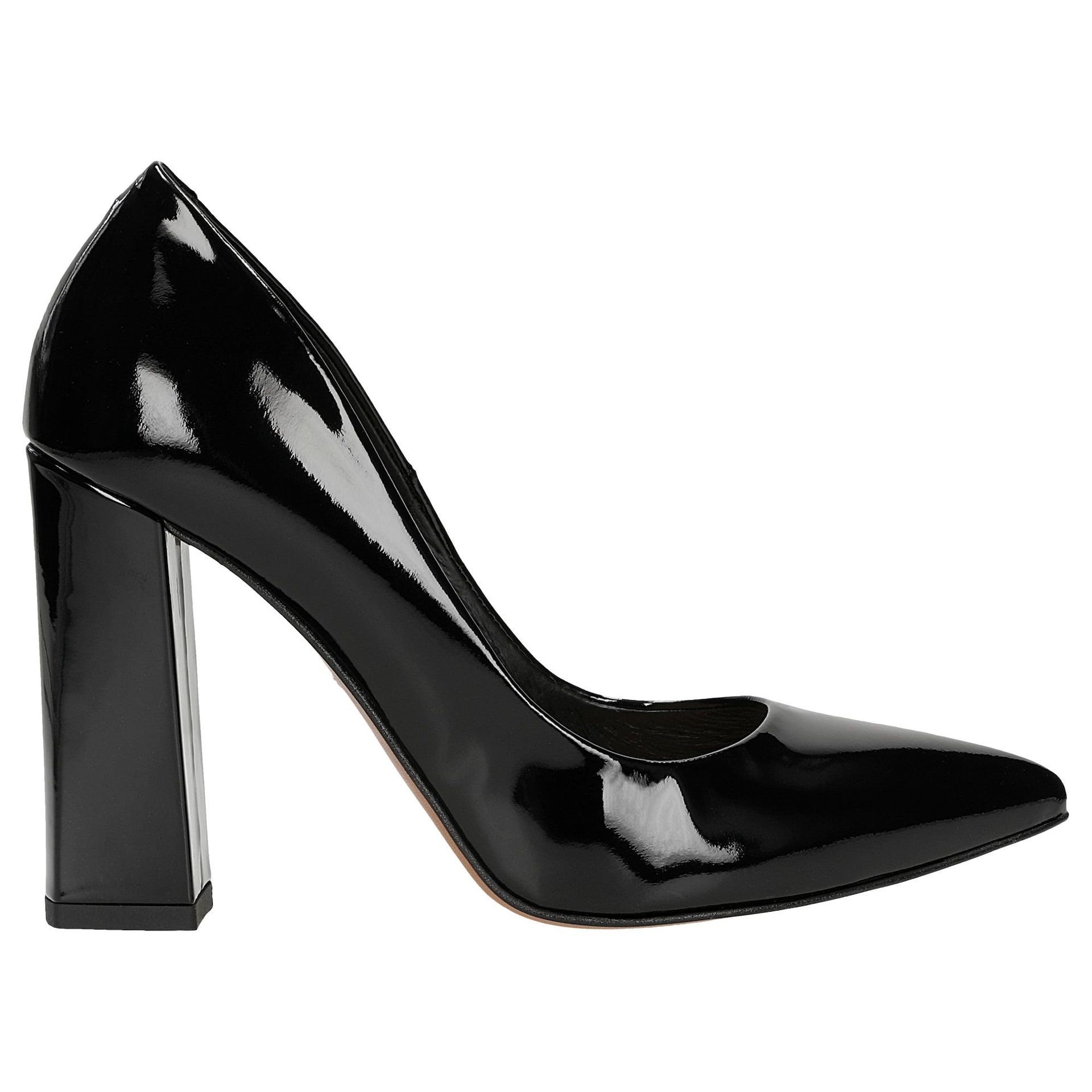 Pantofi stiletto lăcuiți negri cu toc înașt damă