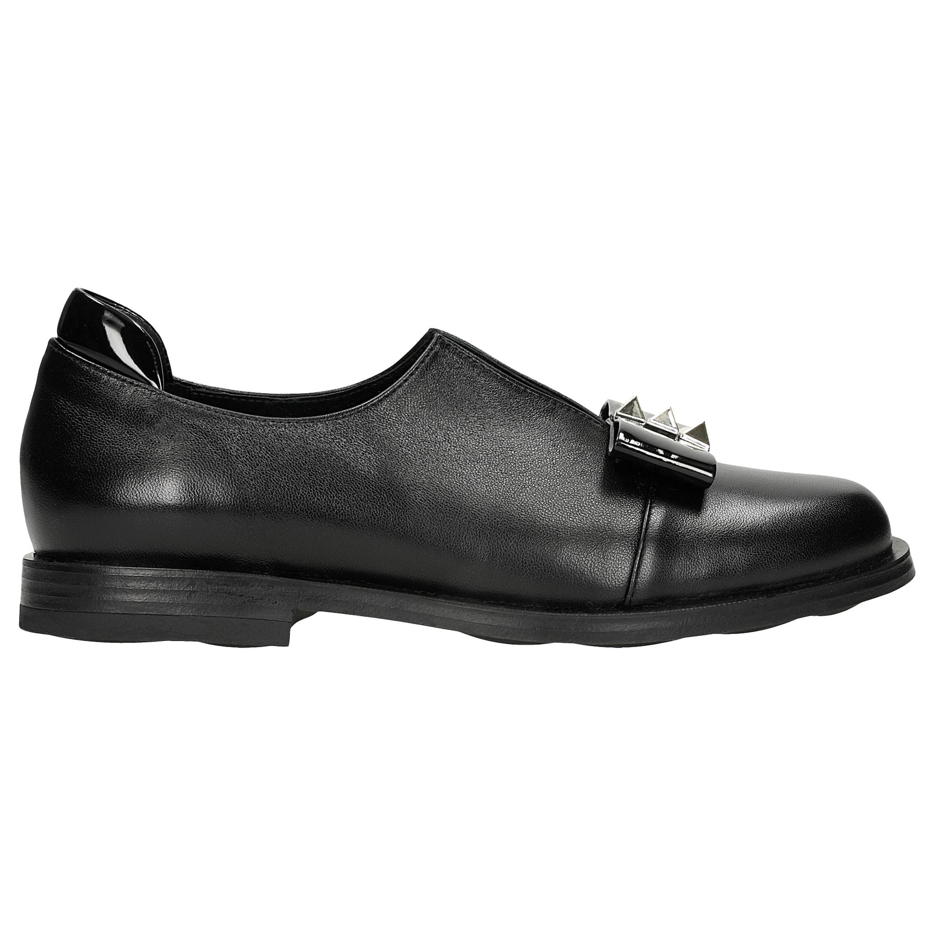 Pantofi slip-on  negri cu decor original damă