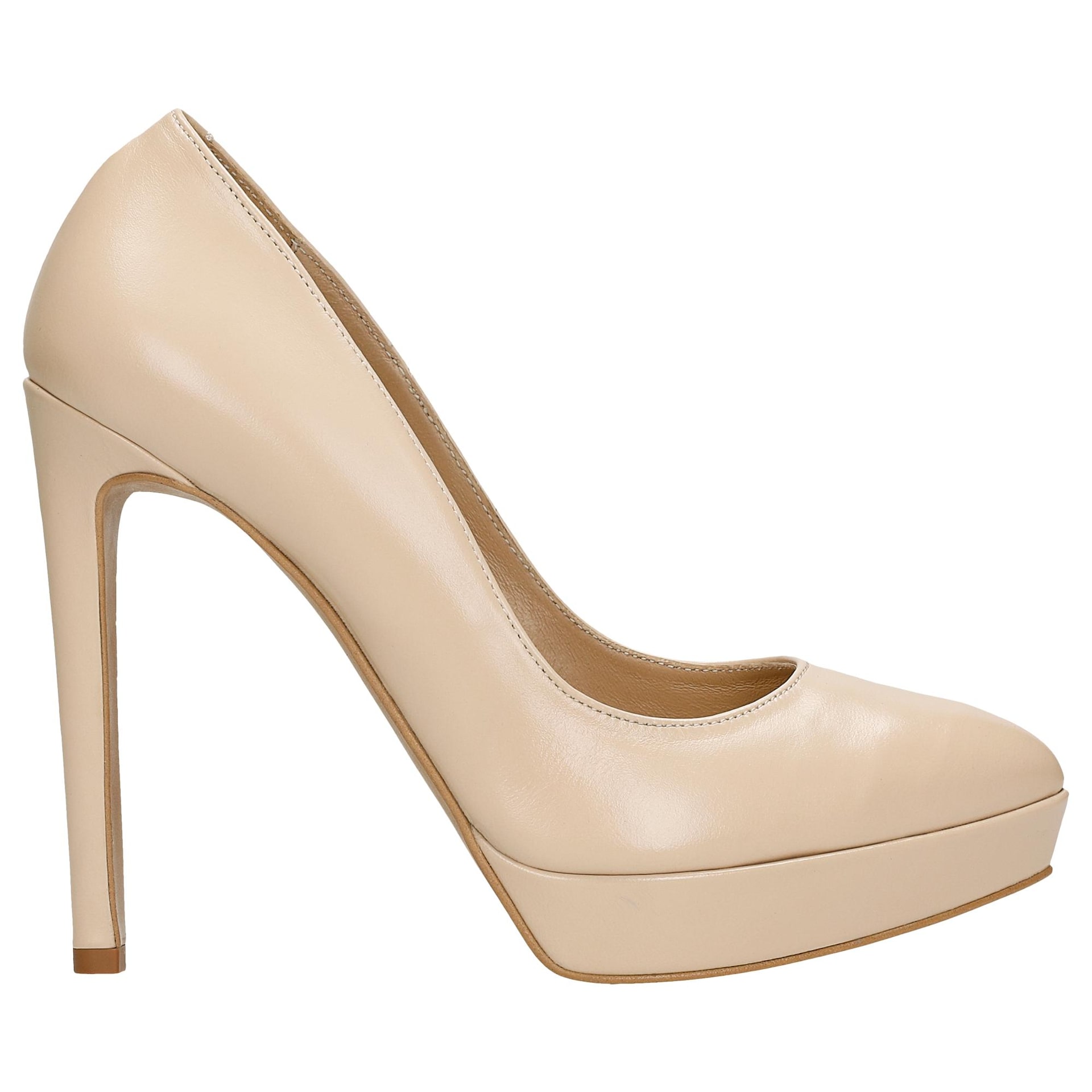 Pantofi cu toc cui din piele bej pe platformă damă