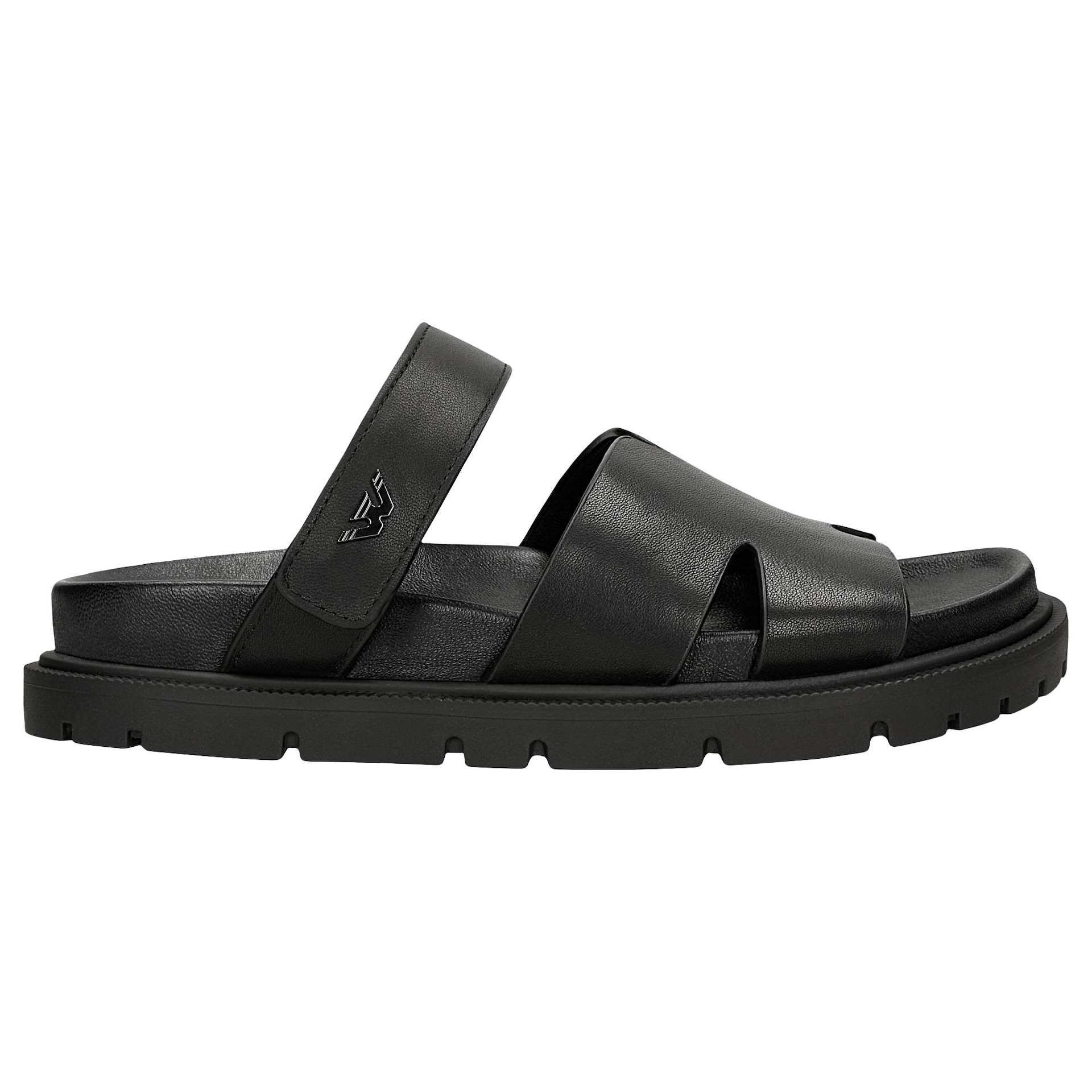 Papuci damă negri din piele, cu talpă plată