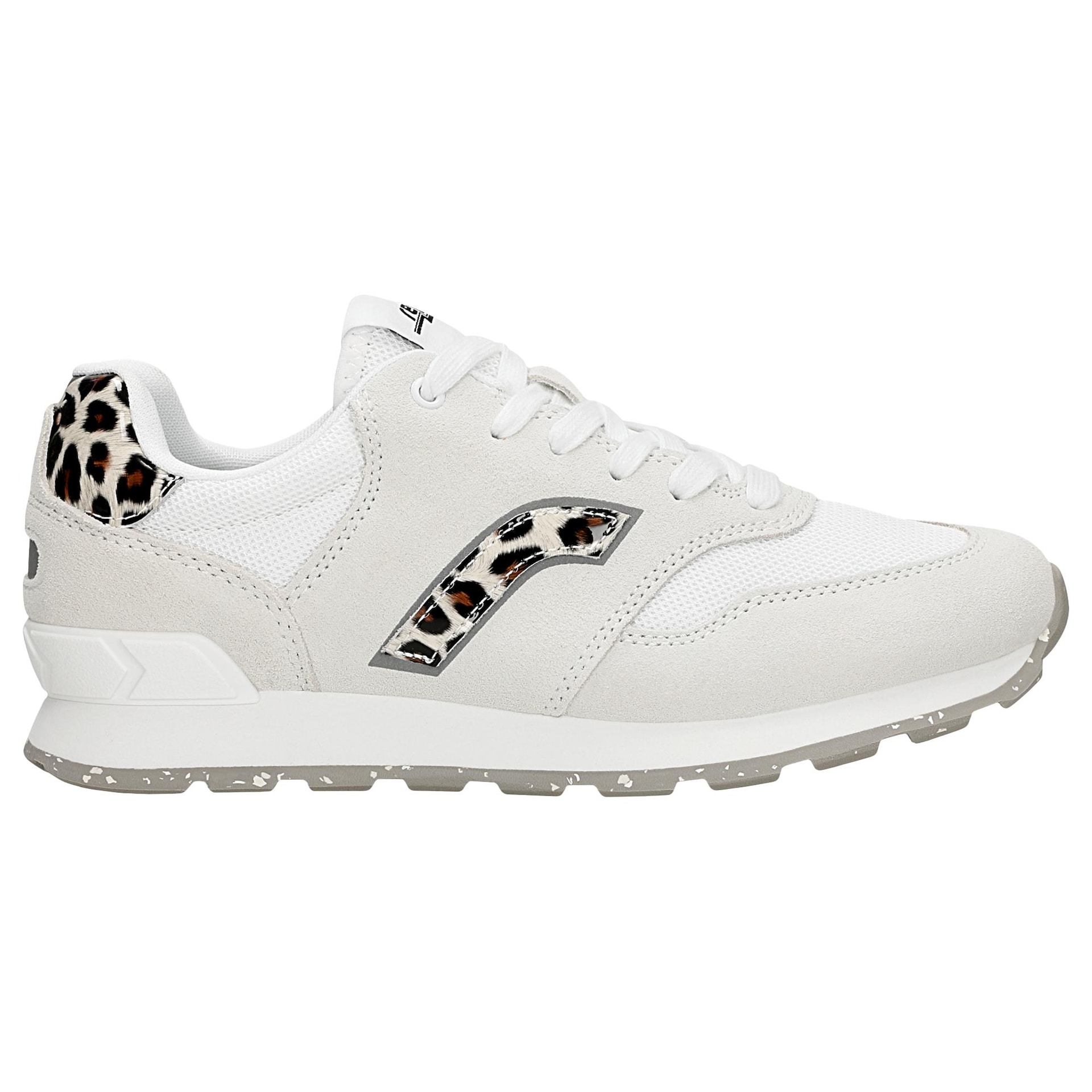 Sneakers albi RELAKS cu elemente imprimeu leopard