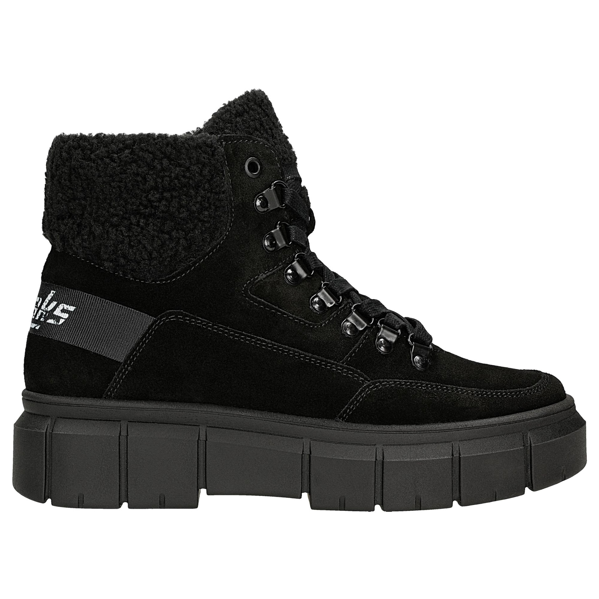 Botine negre damă RELAKS din piele split întoarsă